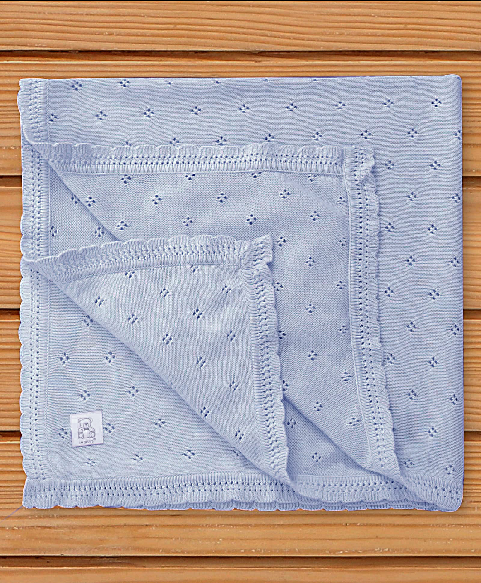 I Bears Cotton Knit Solid Towel L 95 x B 95 cm -Blue-image-2