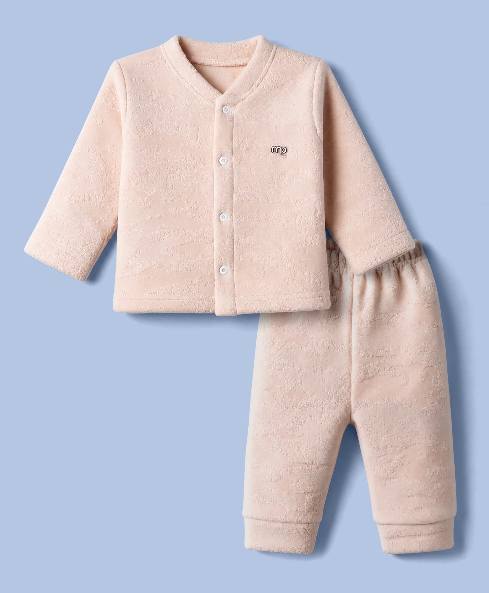 Mom's pet Fleece Knit Full Sleeves Textured Pre Winter Tee & Joggers Set - Cream-picture-24