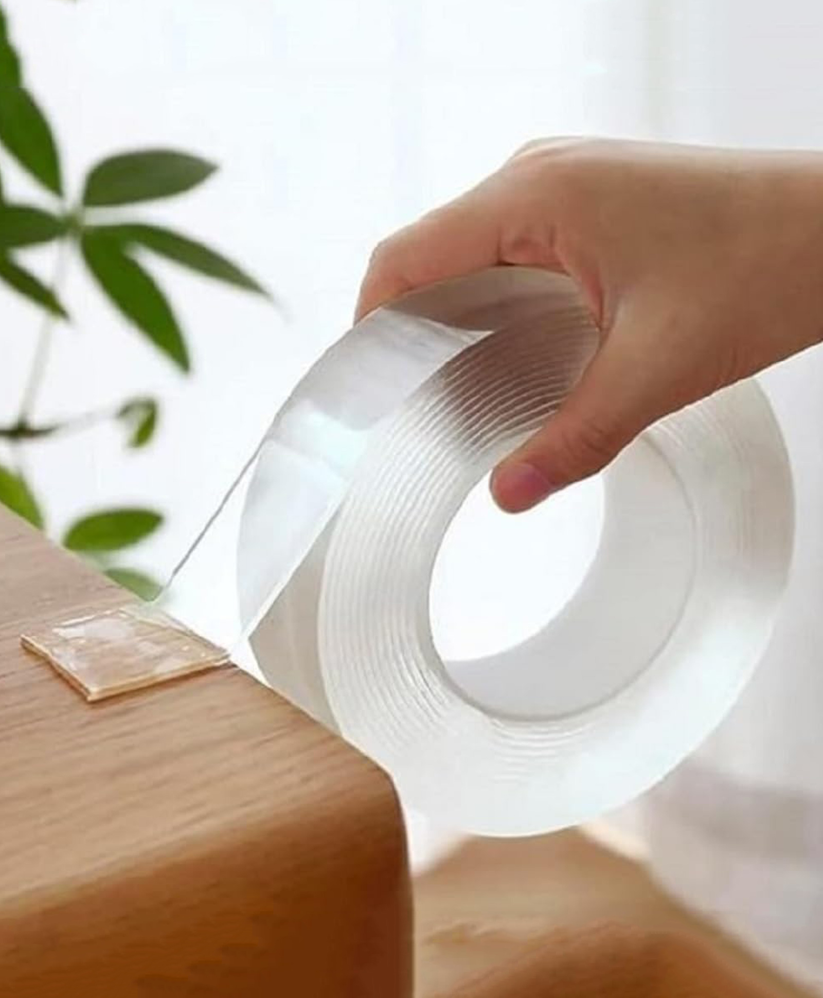 ADKD Transparent Double Sided Nano Tape Roll, Strong Reusable Gel Mounting Tape For Wall, Kitchen, Bathroom, Office, No Drill Adhesive Tape For Home Utility (Pack of 1)-image-6