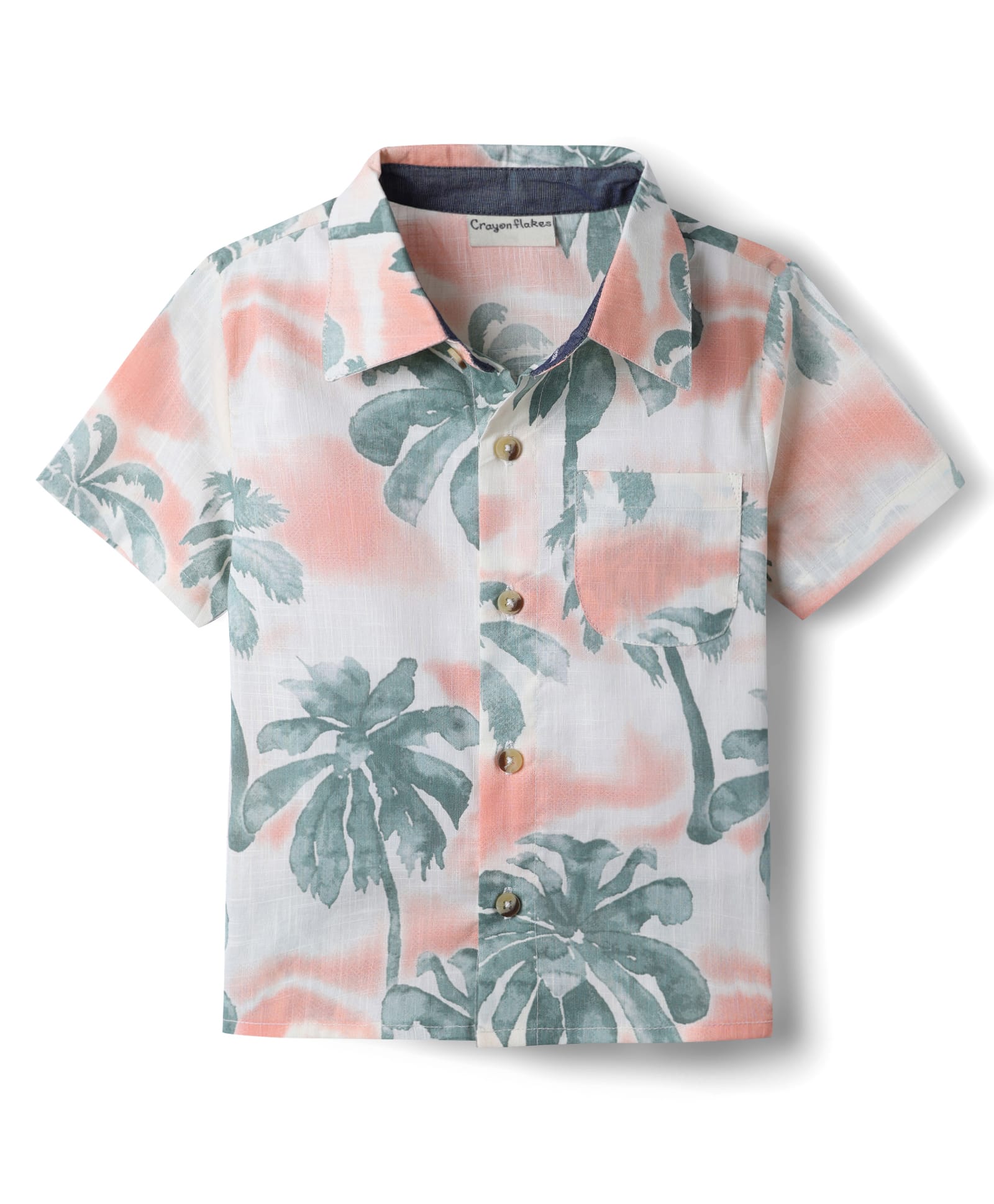 CrayonFlakes Cotton Woven Half Sleeves Tree Printed Shirt - Off White-image-26