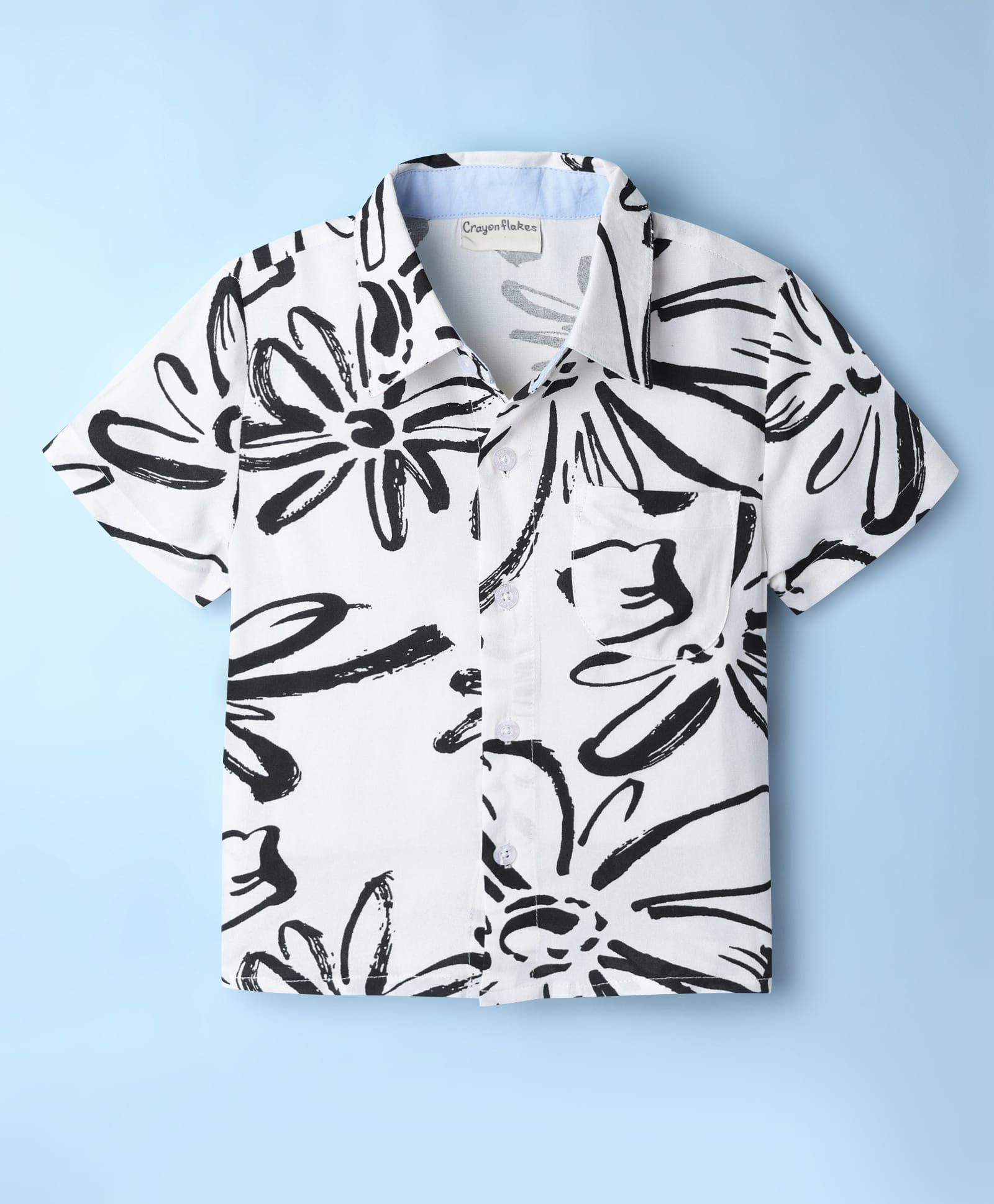 CrayonFlakes Cotton Woven Half Sleeves Floral Printed Shirt - Off White-picture-19