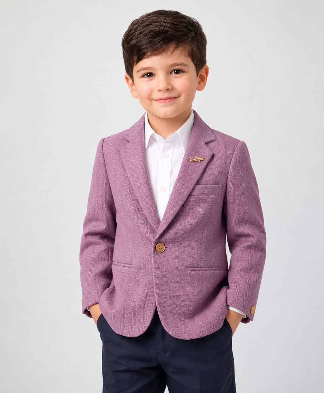 Rikidoos Embosis Hosiery Woven Full Sleeves Blazer - Rose Brown-picture-12