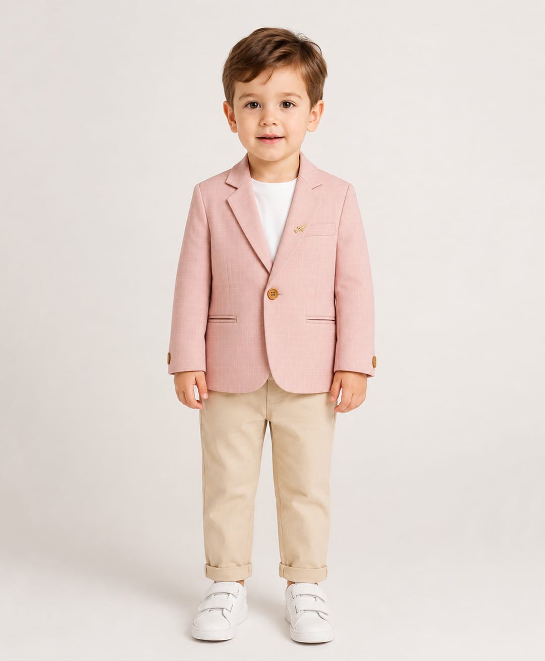 Rikidoos Embosis Hosiery Woven Full Sleeves Blazer - Light Pink-picture-31