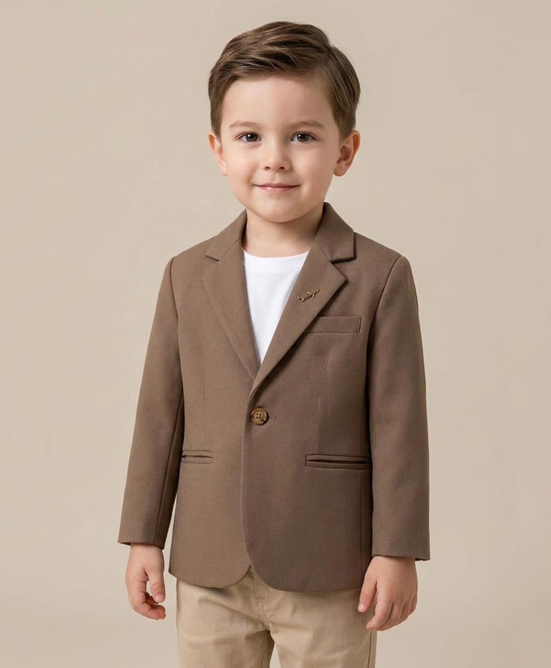 Rikidoos Embosis Hosiery Woven Full Sleeves Blazer - Brown-picture-33