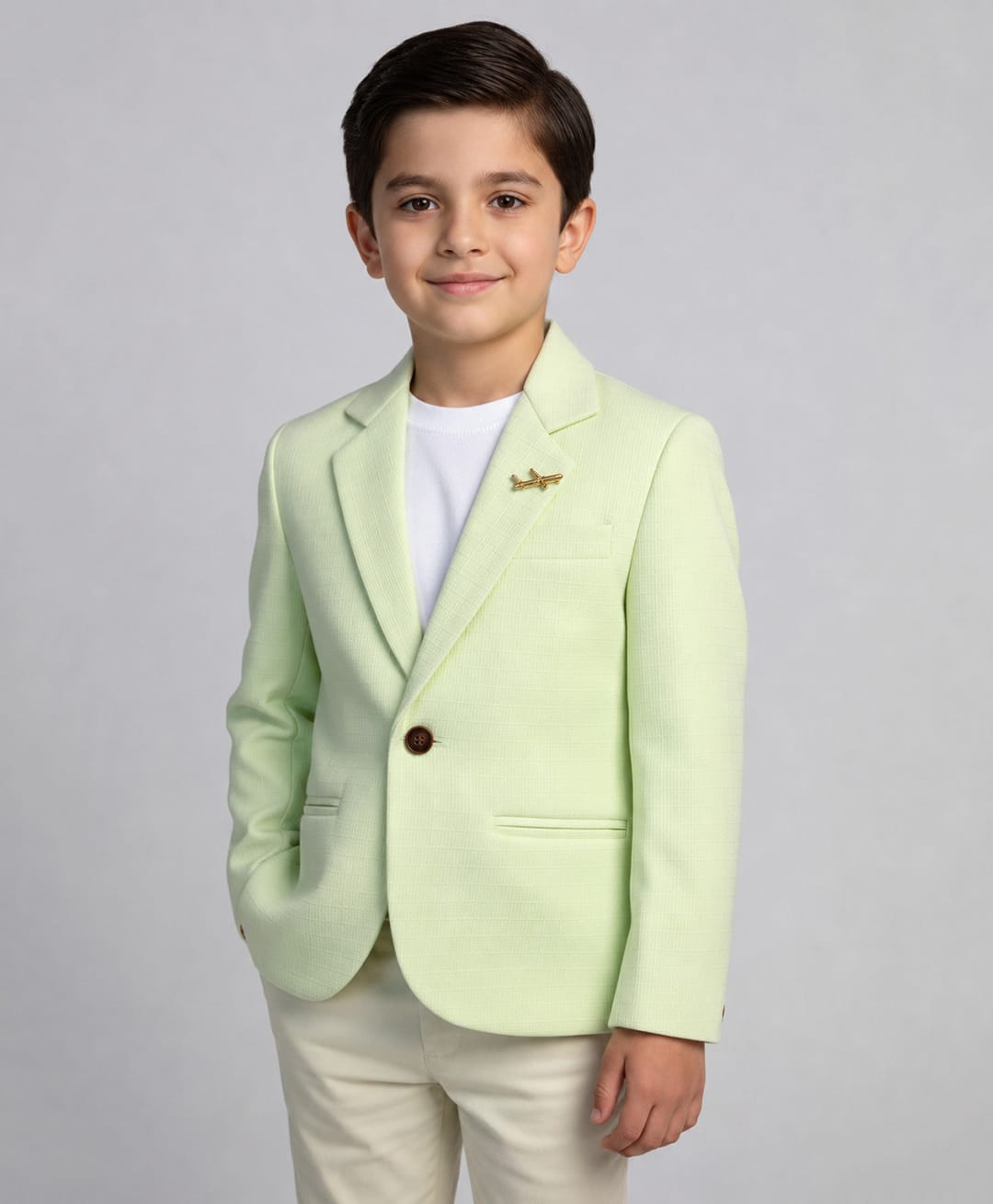 Rikidoos Embosis Hosiery Woven Full Sleeves Blazer - Light Green-picture-25