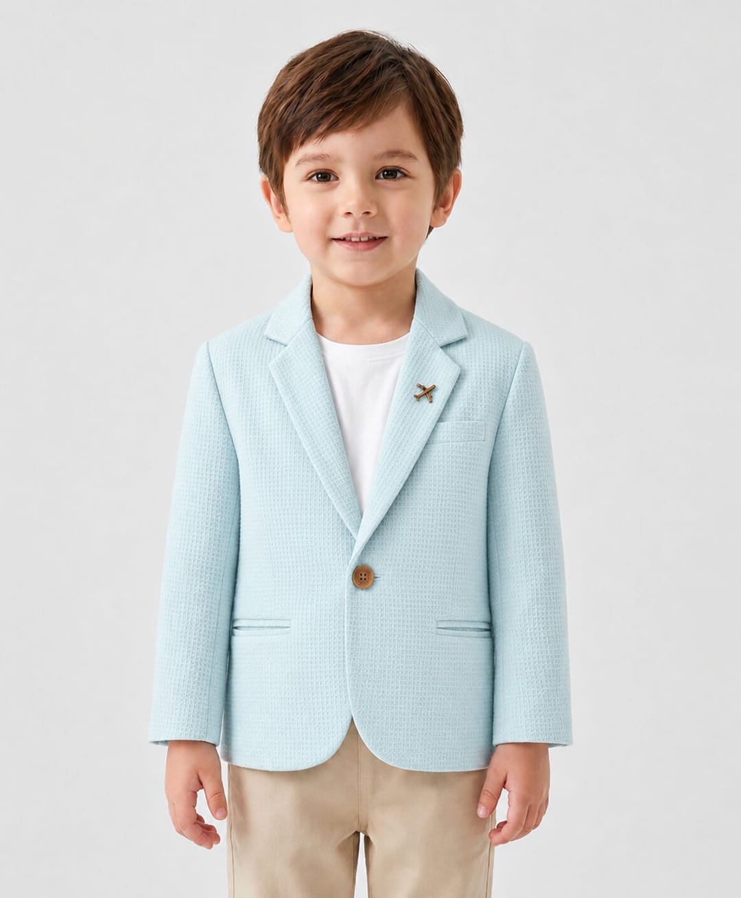 Rikidoos Embosis Hosiery Woven Full Sleeves Textured Blazer - Sky Blue-image-9