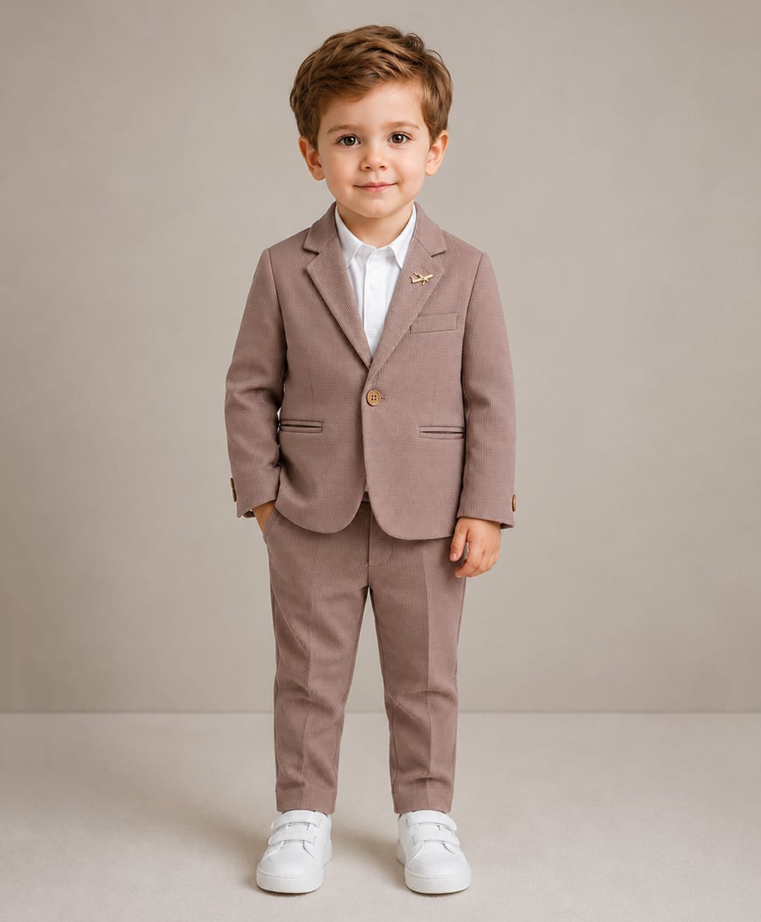 Rikidoos Embosis Hosiery Woven Full Sleeves Blazer - Dusty Peach-image-8