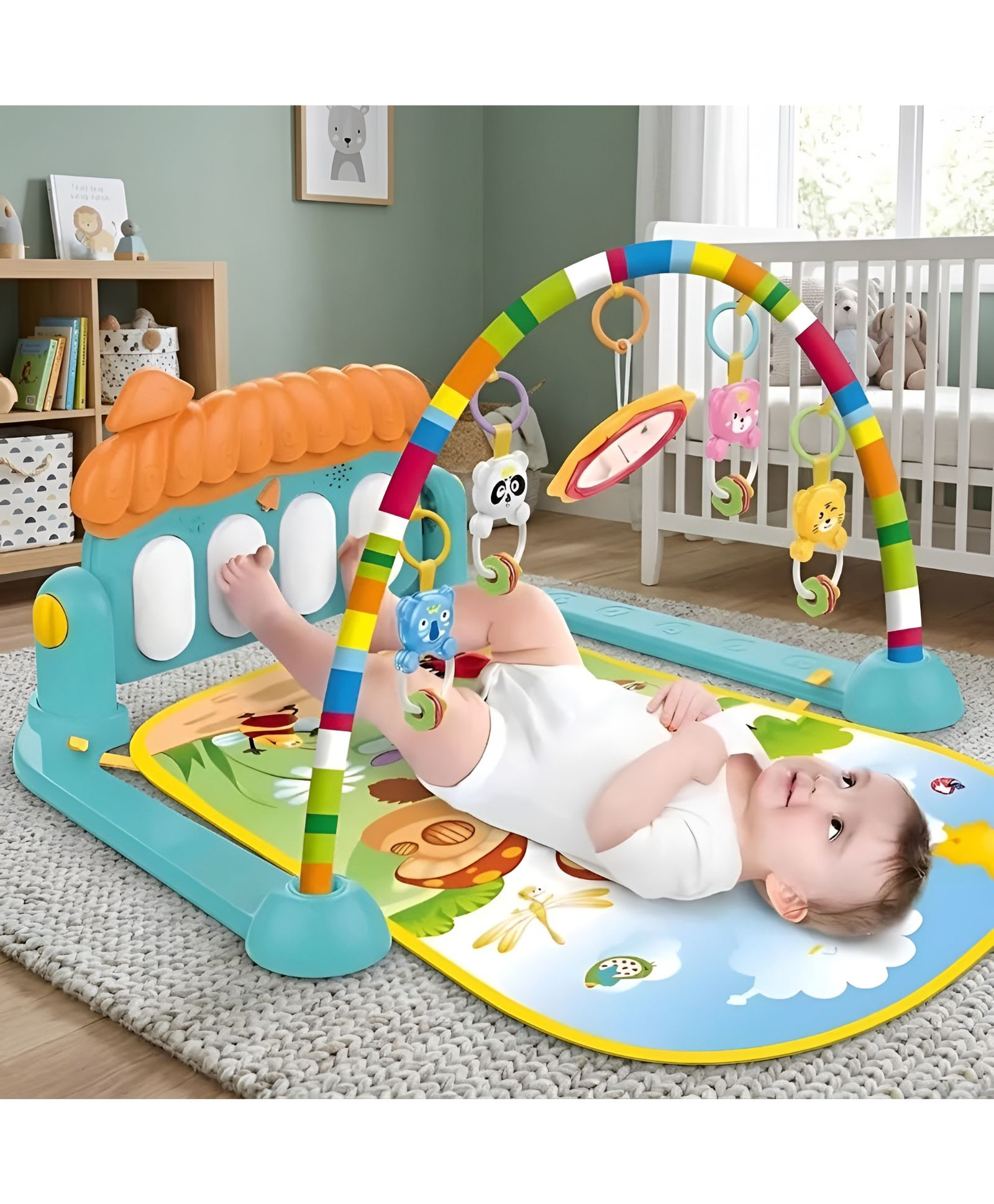 NEGOCIO Baby Play Gym Kick and Play Piano Mat Newborn Toy for Boy and Girl 0-18 Month Lights and Music Activity Toys - PACK OF 1 - COLOR MAY VARY-image-38
