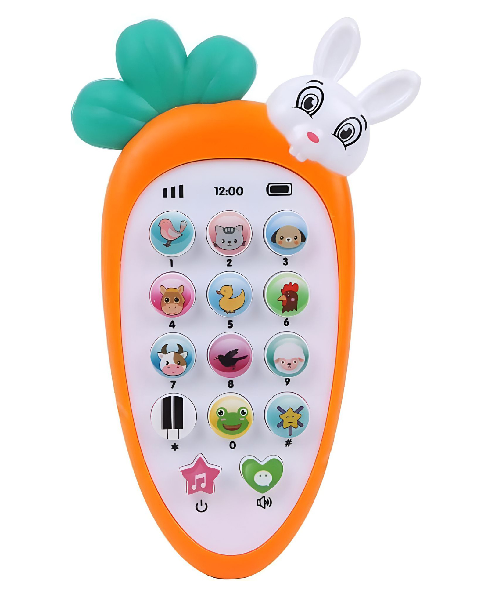 NEGOCIO Carrot Style Baby Cell Phone Toy With Light & Various Music Sounds | Cute Rabbit Face Pretend Play Cell Phone Toy - PACK OF 1 - COLOR MAY VARY-picture-20