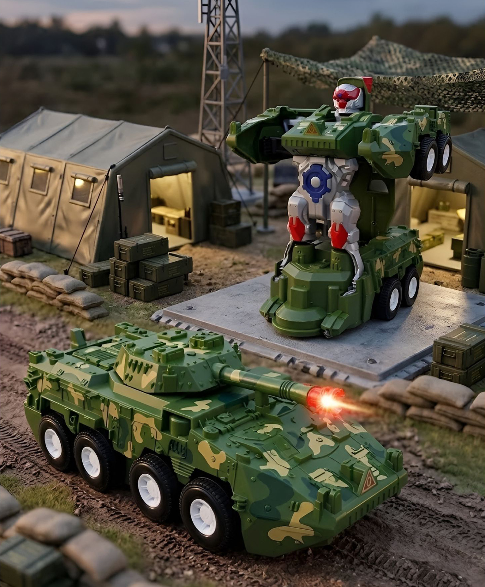 NEGOCIO Army Battle War Tank Car Vehicle Toy with Light and Sound Toy | Tank Transforming Robot Battle Plastic Toy - PACK OF 1 - COLOR MAY VARY-image-23