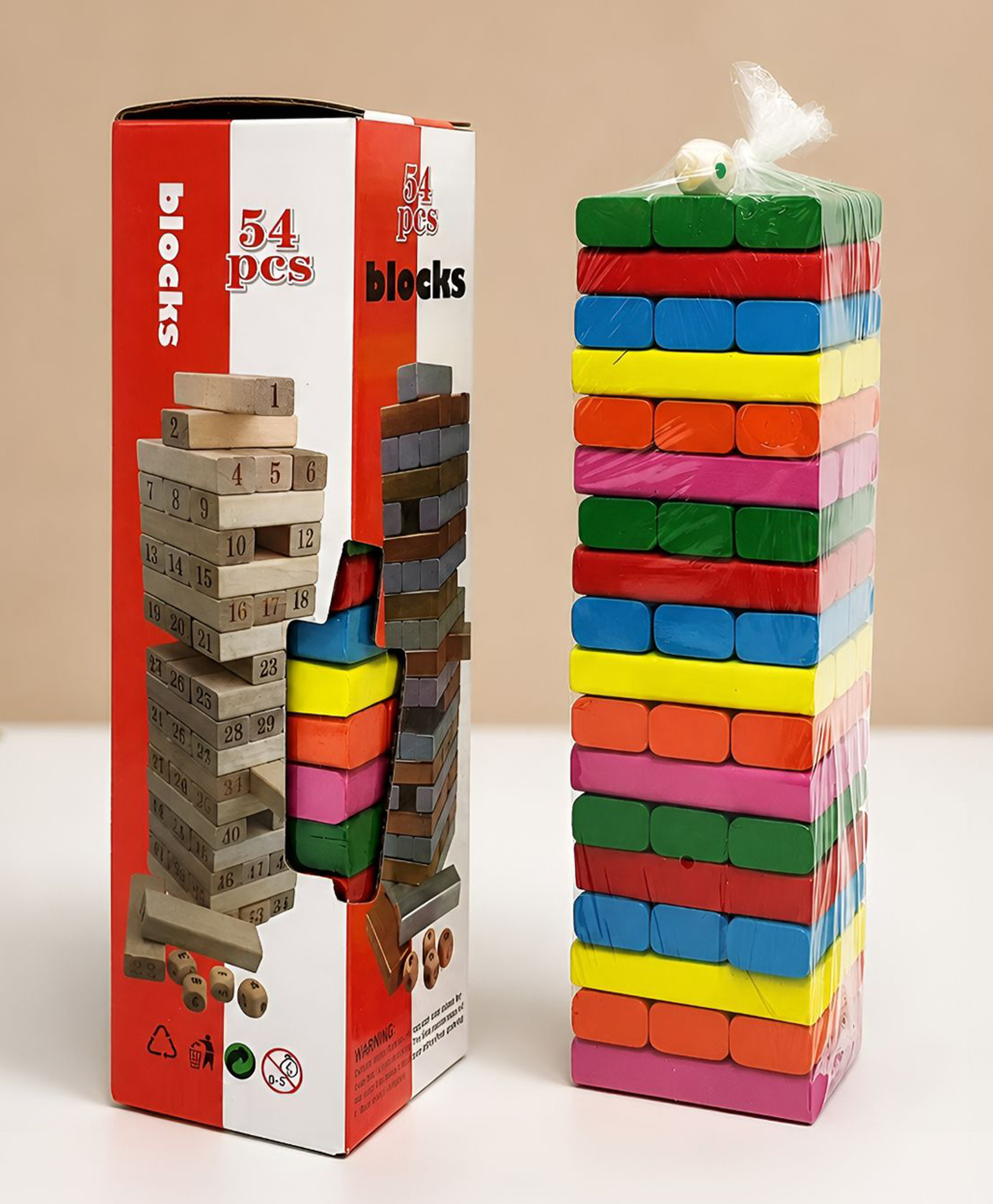 NEGOCIO 54 Pcs Colourful Wooden Blocks Indoor Balancing & Building Game, Montessori Wooden Toys, Kids Activity Tower Block - PACK OF 1 - COLOR MAY VARY-picture-15