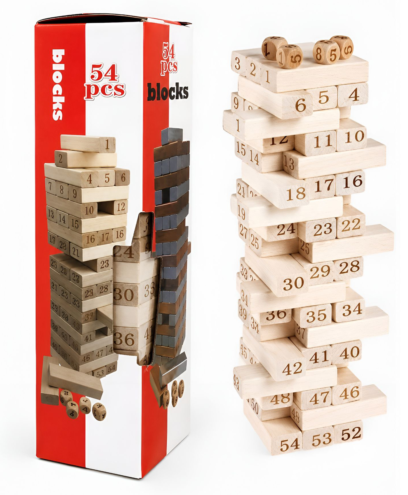 NEGOCIO 54 Pcs Wooden Blocks Indoor Balancing & Building Game, Montessori Wooden Toys, Kids Activity Tower Block - PACK OF 1 - COLOR MAY VARY-image-14