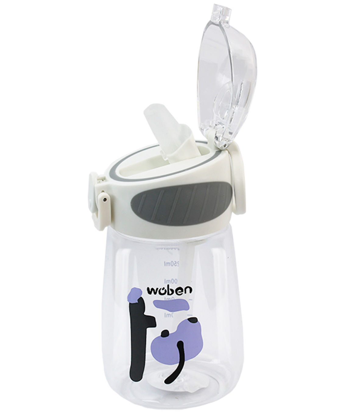 ATTRO Sippy Kids Plastic Water Bottle with Fliptop Lid & Straw Kids Bottle BPA Free, Leakproof White - 400 ml-picture-3