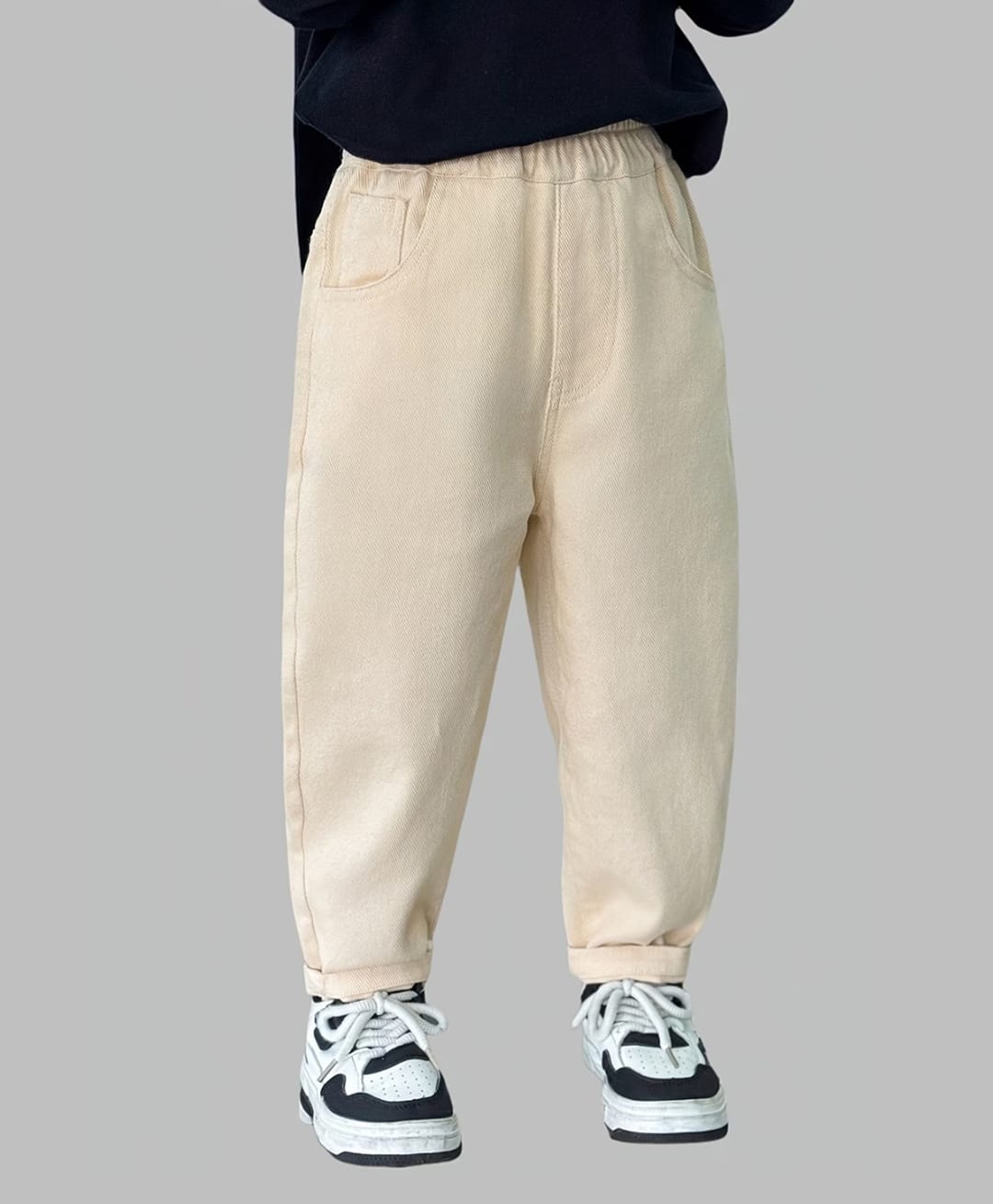 The Kids Club Cotton Blend Denim Solid Baggy Jeans - Off White-image-37