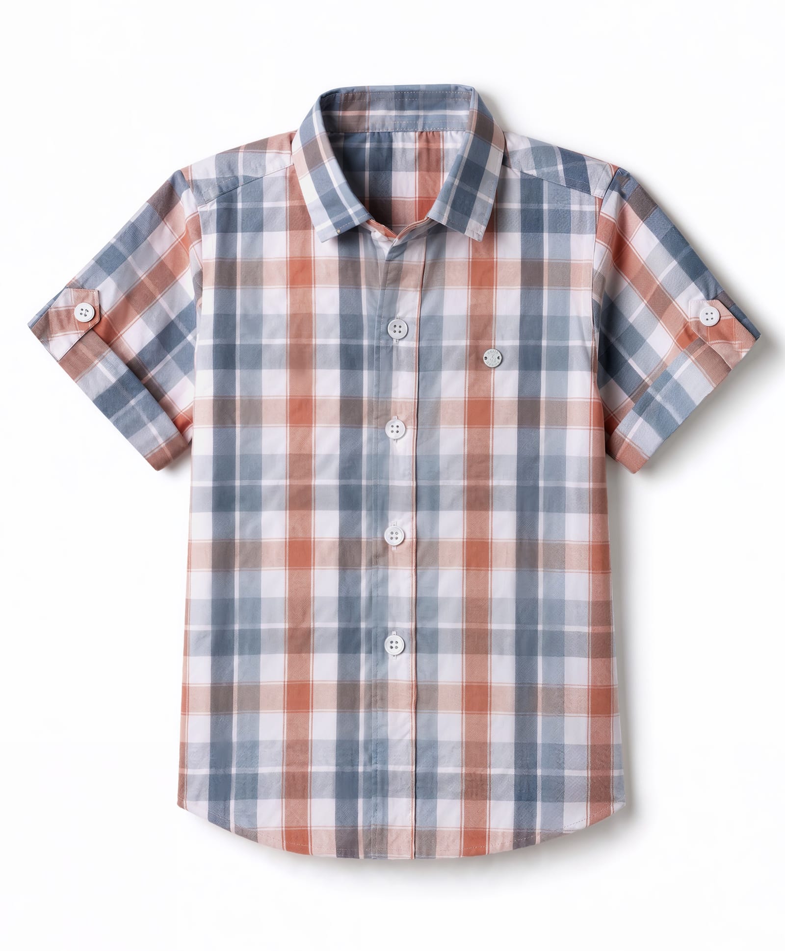 Jash Kids Cotton Woven Checks Shirt with Half Sleeves - Peach-image-42