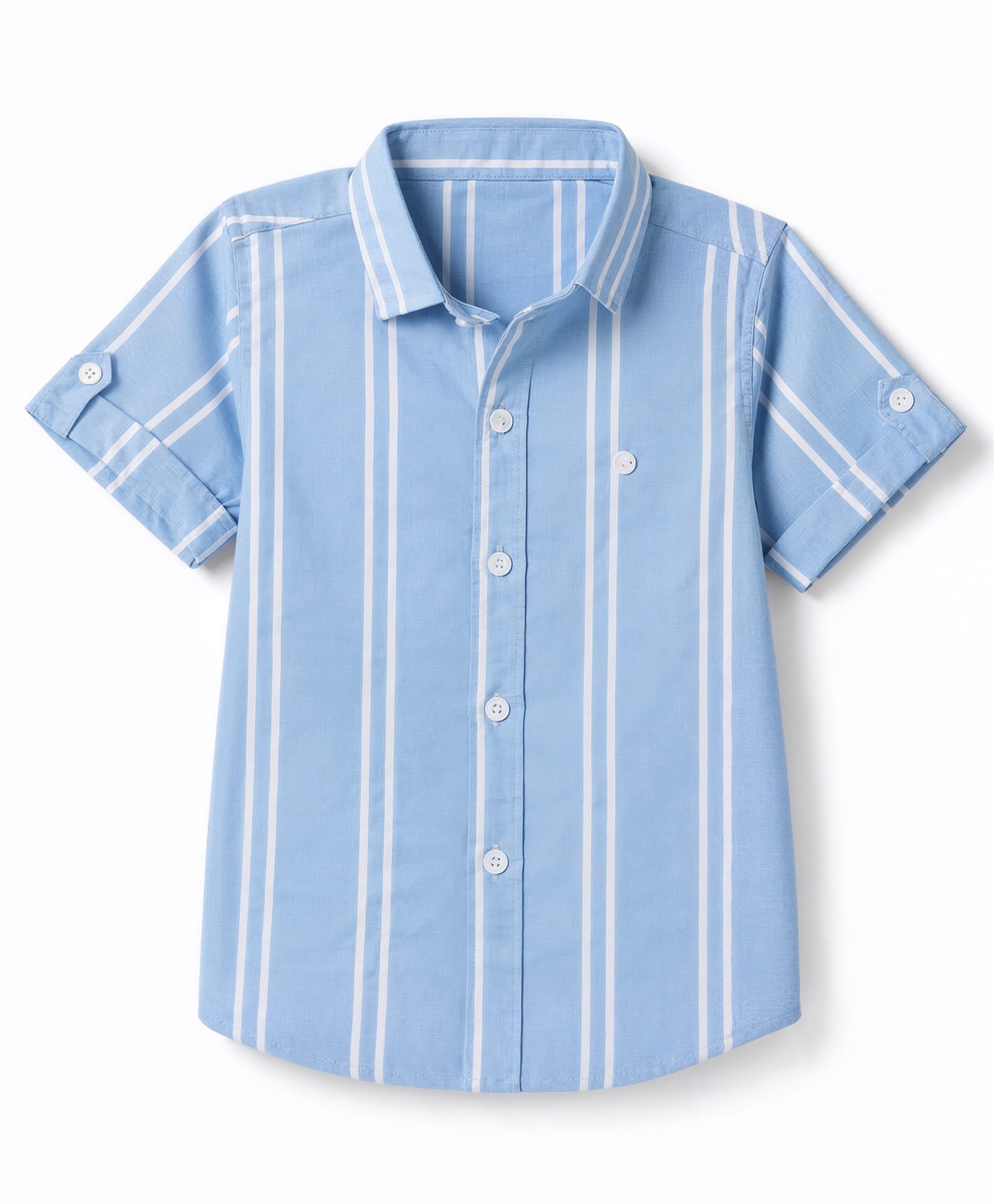 Jash Kids Cotton Woven Striped Shirt with Half Sleeves - Sky Blue-picture-24