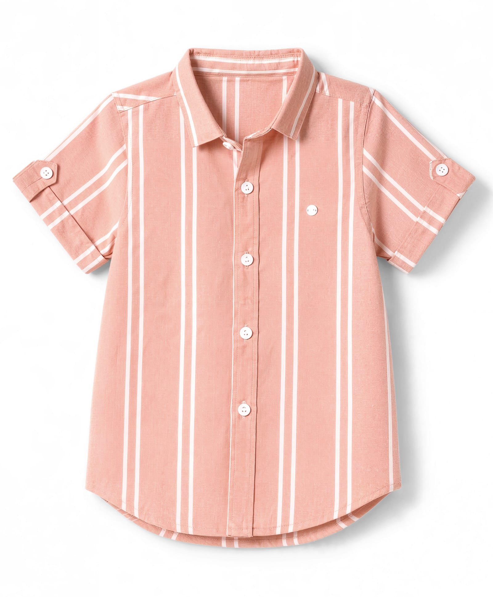Jash Kids Cotton Woven Shirt with Half Sleeves and Striped Print- Orange-picture-18