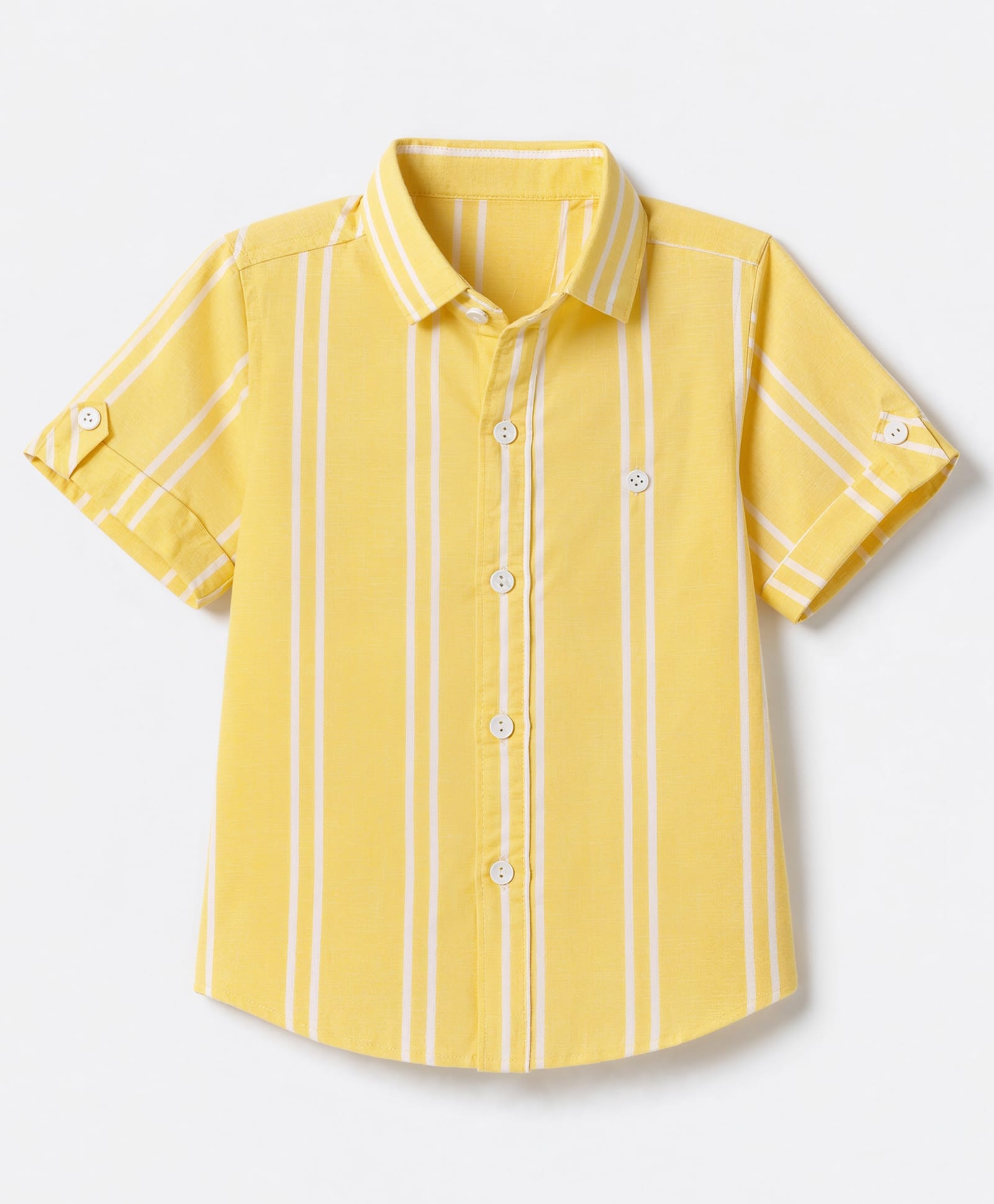 Jash Kids Cotton Woven Striped Shirt with Half Sleeves - Yellow-picture-18