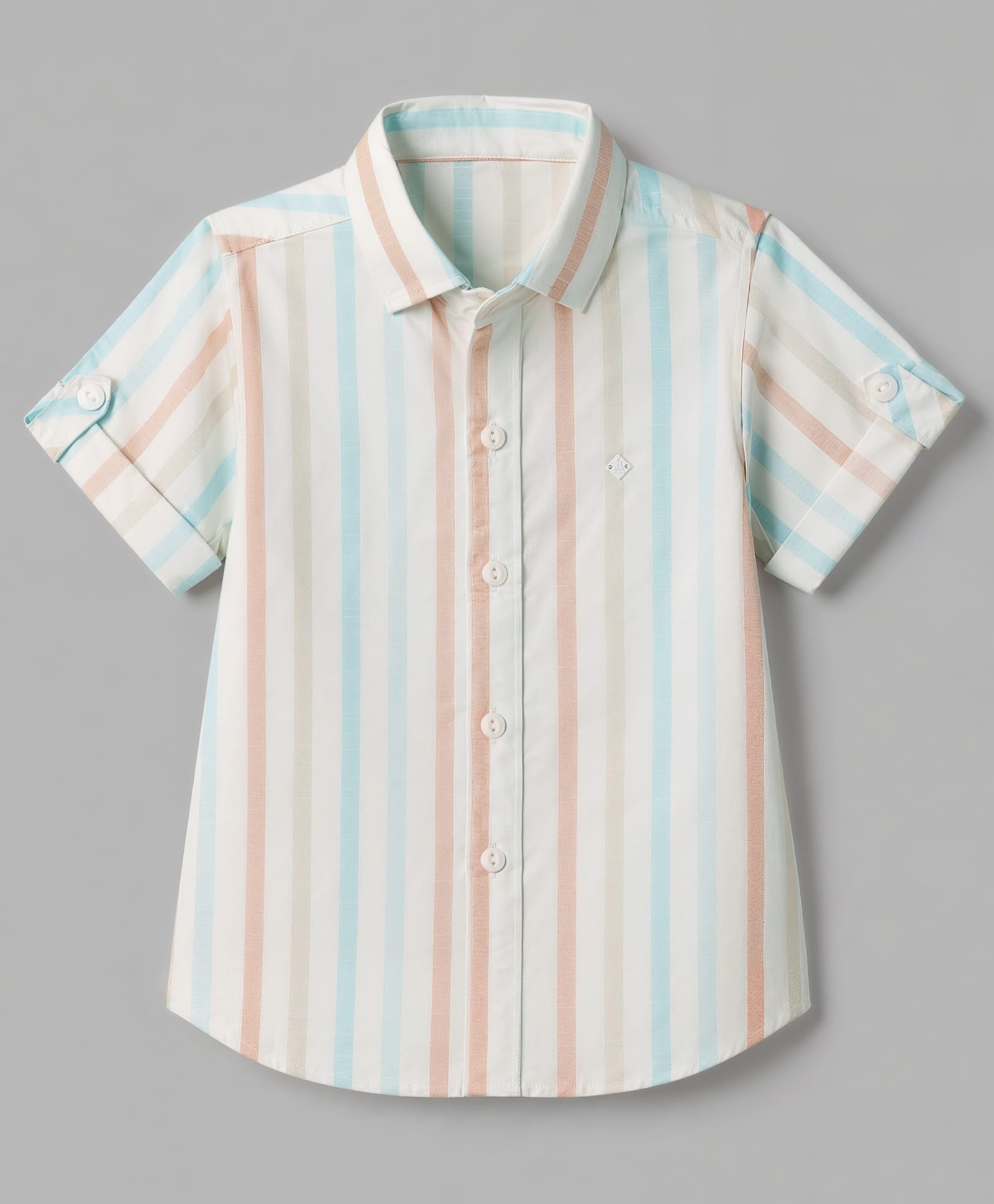 Jash Kids Cotton Woven Striped Shirt with Half Sleeves - Orange-picture-13