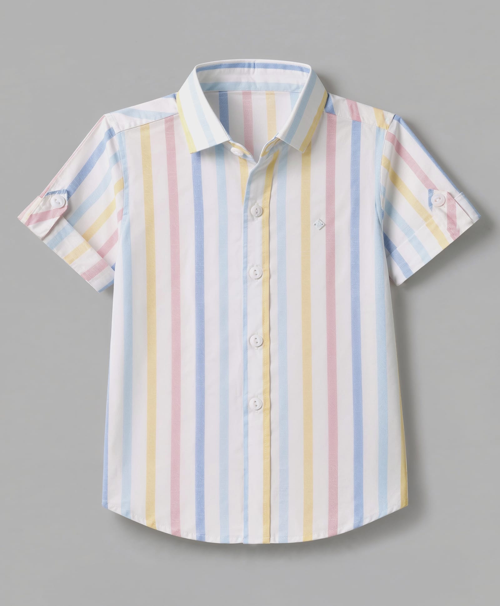 Jash Kids Cotton Woven Striped Shirt with Half Sleeves - Yellow-picture-34
