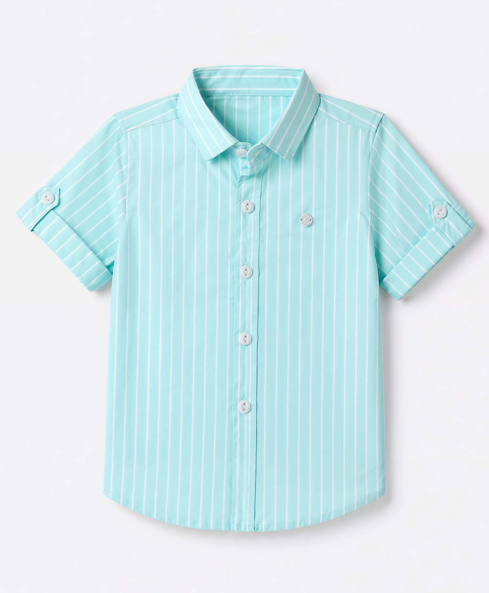 Jash Kids Cotton Woven Striped Shirt with Half Sleeves - Sea Green-picture-9