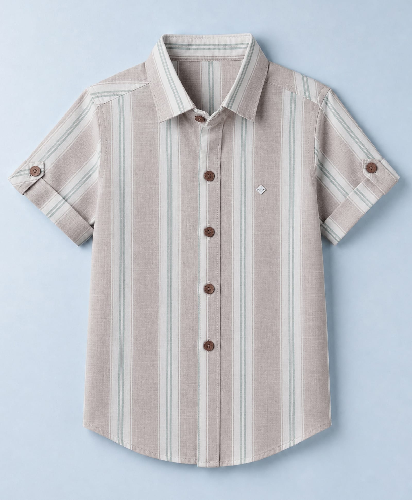 Jash Kids Cotton Woven Striped Shirt with Half Sleeves - Green-picture-23