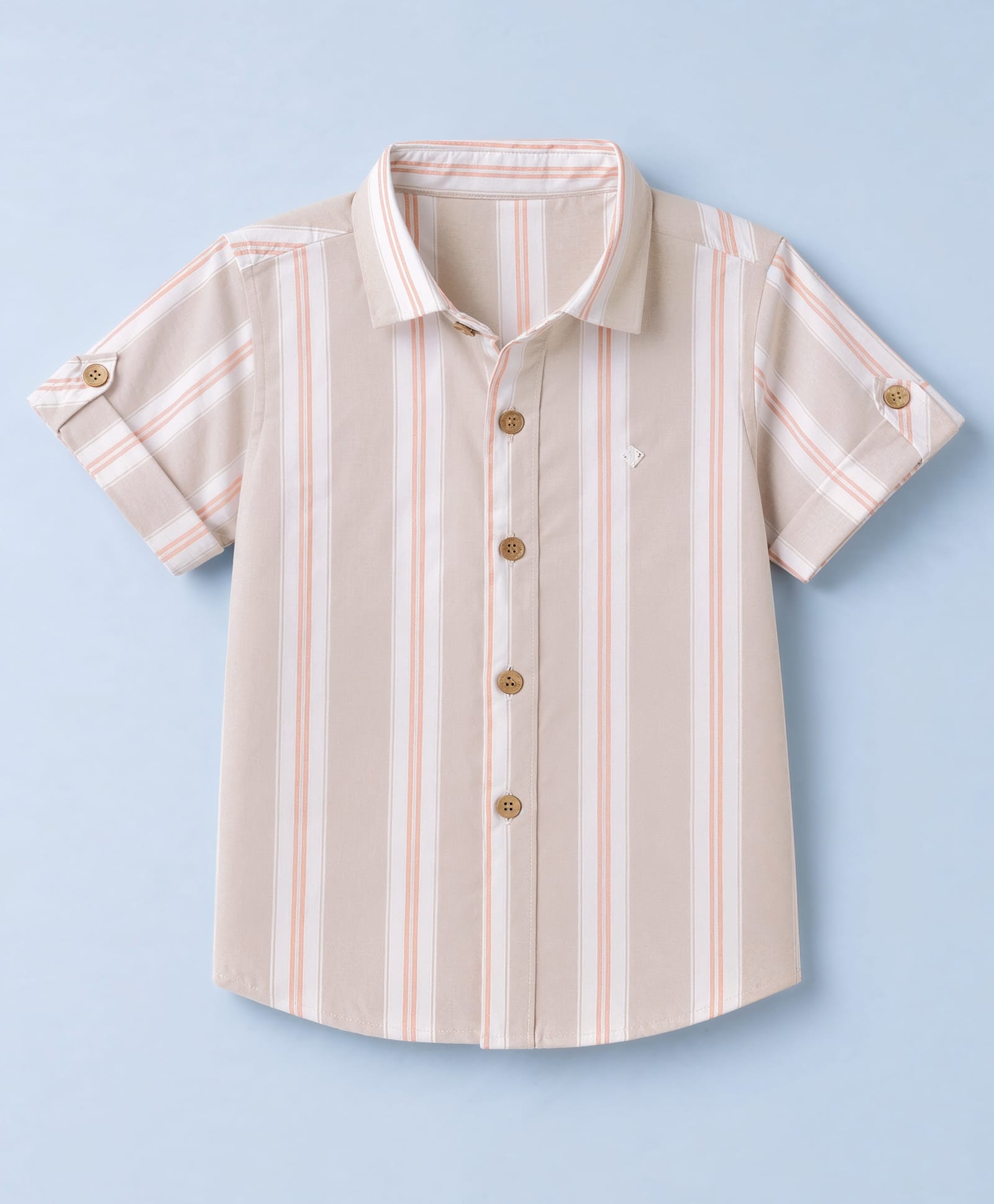 Jash Kids Cotton Woven Striped Shirt with Half Sleeves - Orange-picture-11