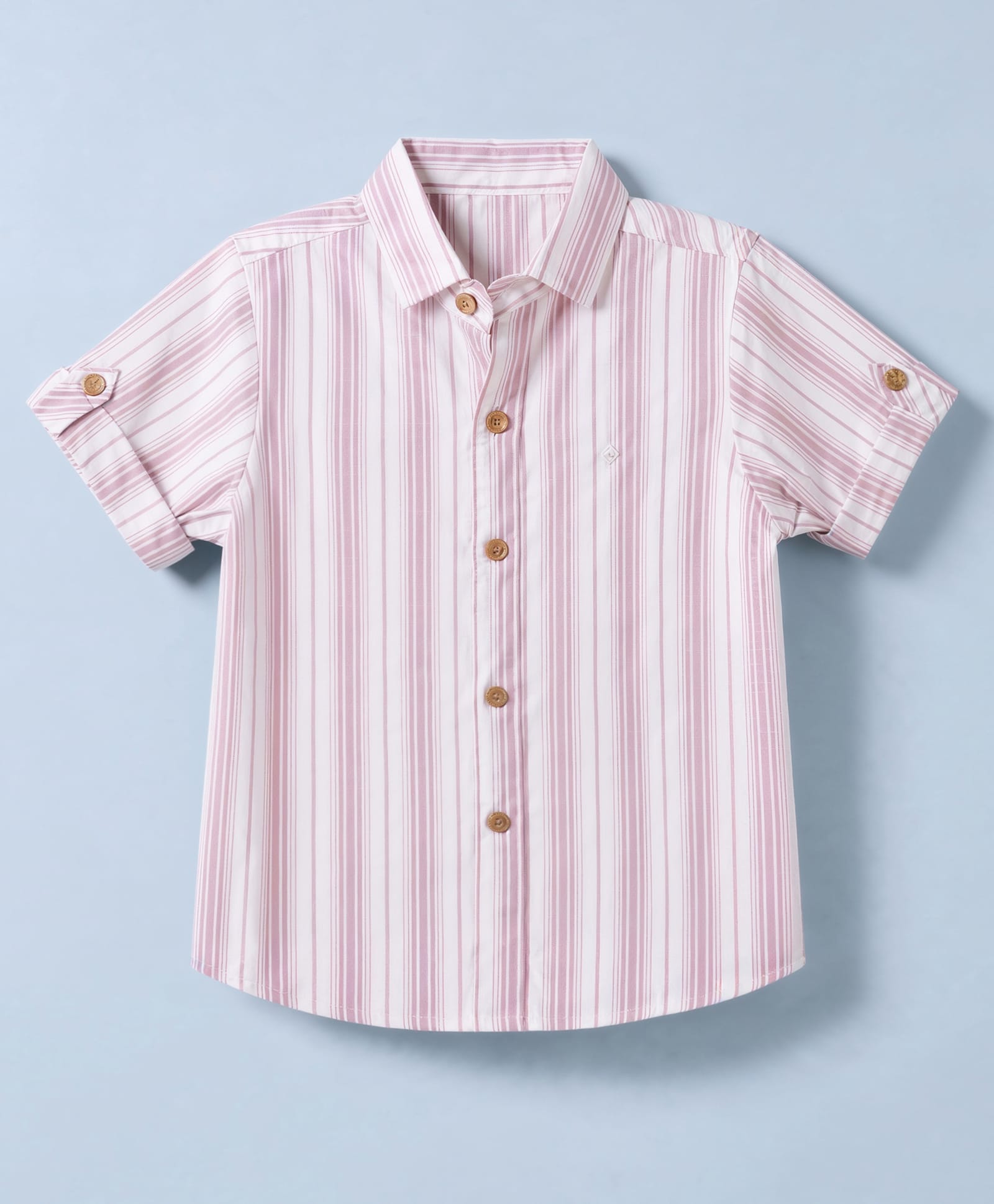 Jash Kids Cotton Woven Striped Shirt with Half Sleeves - Pink-picture-48