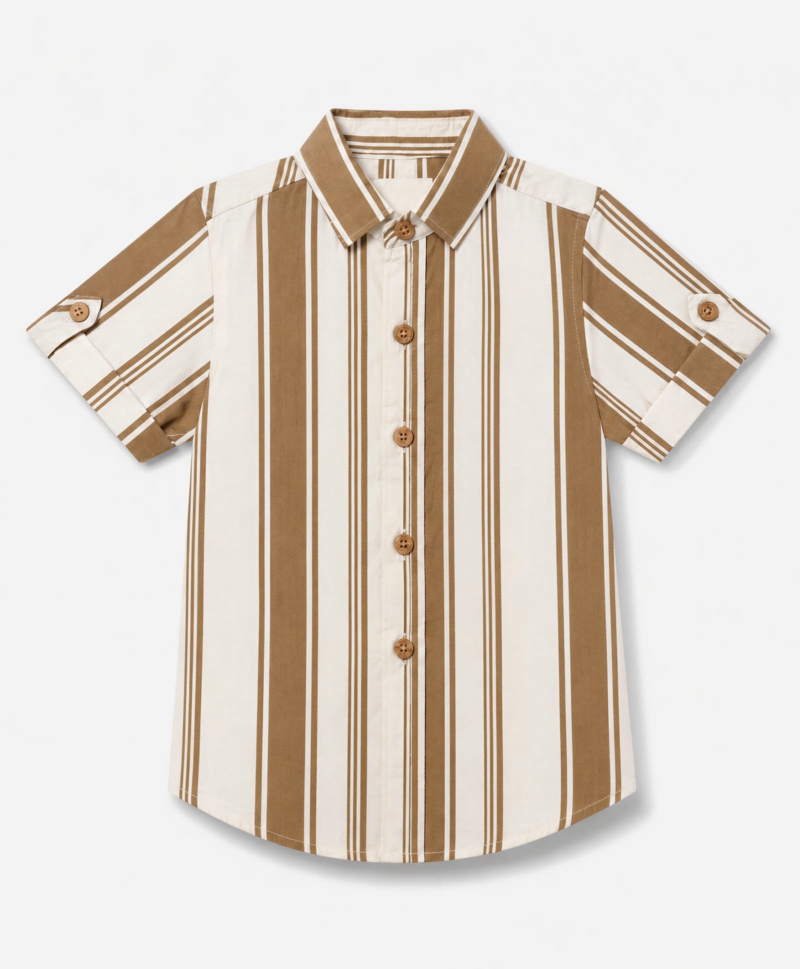Jash Kids Cotton Woven Half Sleeves Striped Shirt - Khaki-picture-7