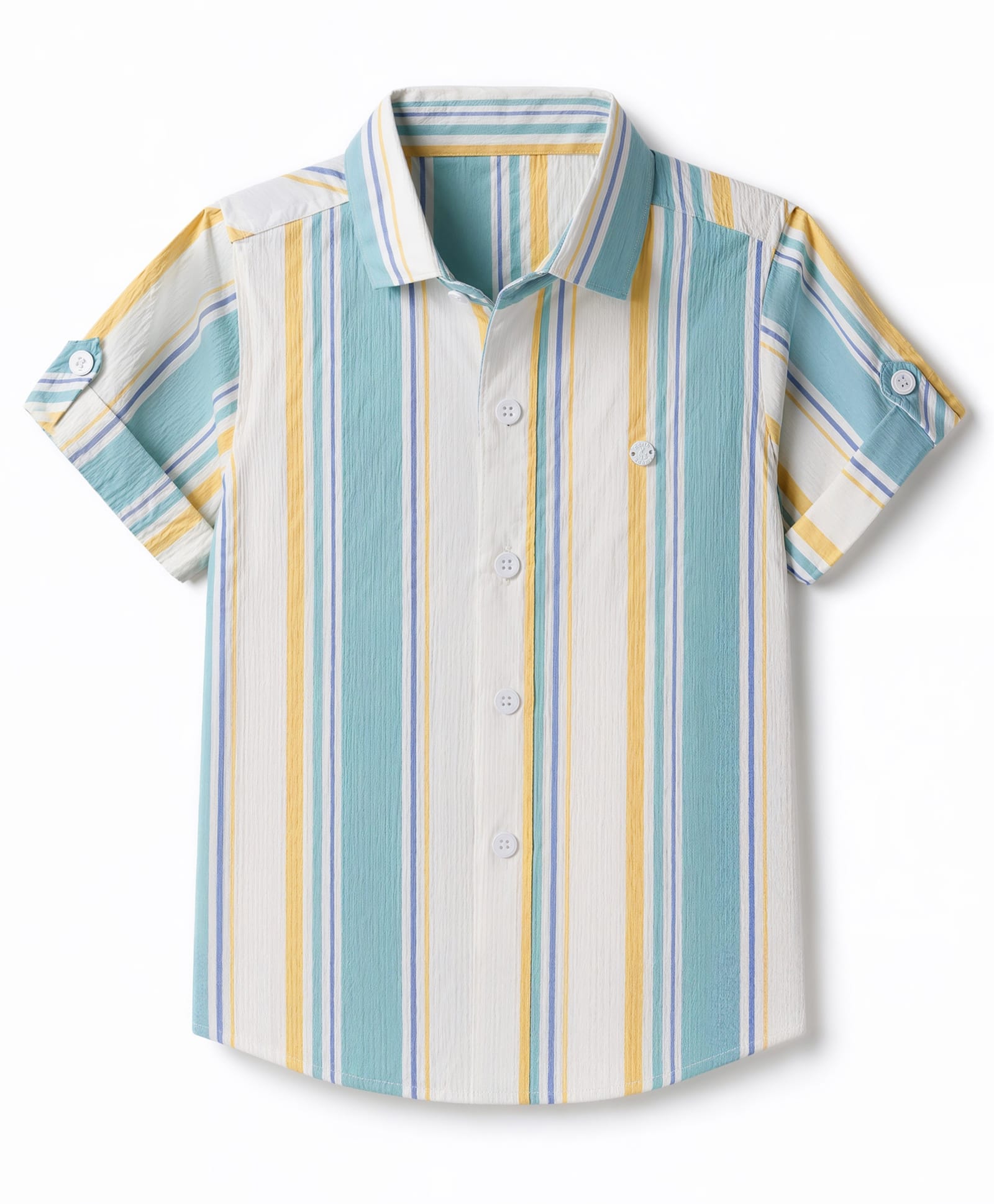 Jash Kids Cotton Woven Striped Shirt with Half Sleeves - Sea Green-picture-16