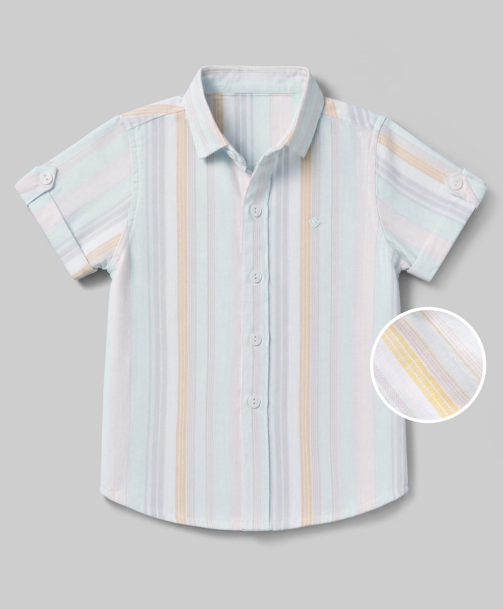Jash Kids Cotton Woven Half Sleeves Striped Shirt - Blue & White-picture-26