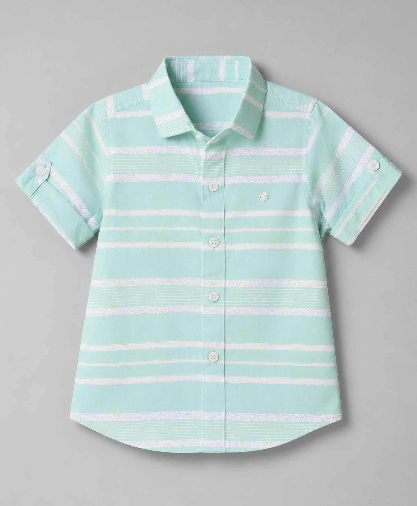 Jash Kids Cotton Woven Striped Shirt with Half Sleeves - Sea Green-picture-28