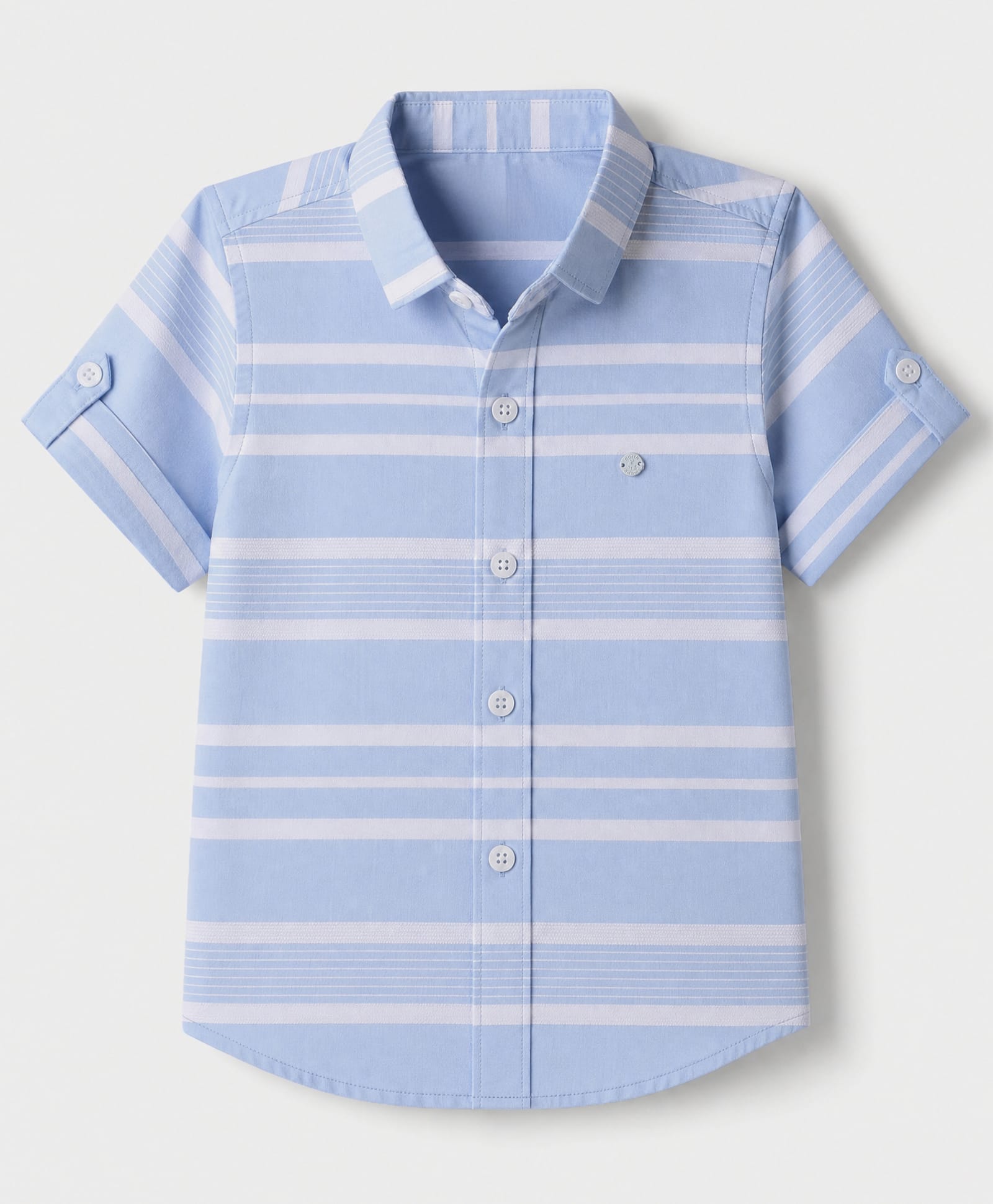 Jash Kids Cotton Woven Striped Shirt with Half Sleeves - Light Blue-picture-14