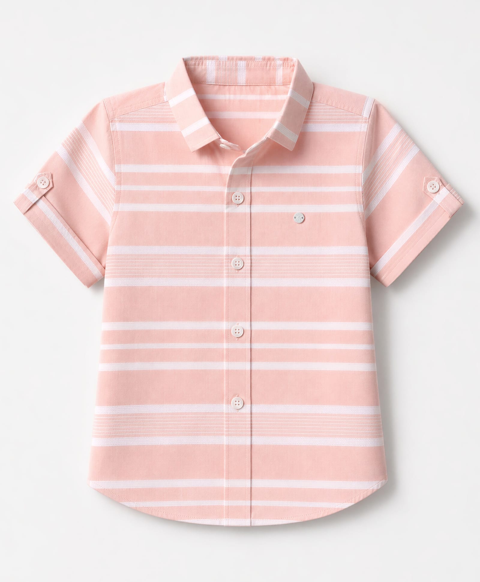 Jash Kids Cotton Woven Striped Shirt with Half Sleeves - Peach-picture-14