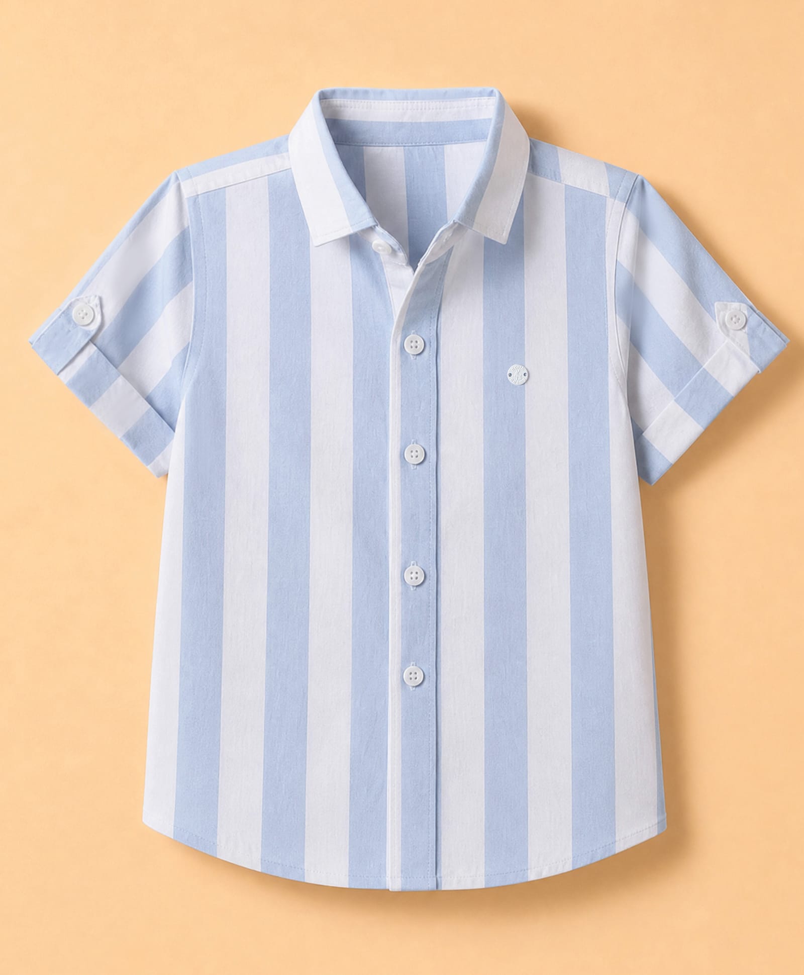 Jash Kids Cotton Woven Striped Shirt with Half Sleeves - Sky Blue-picture-36