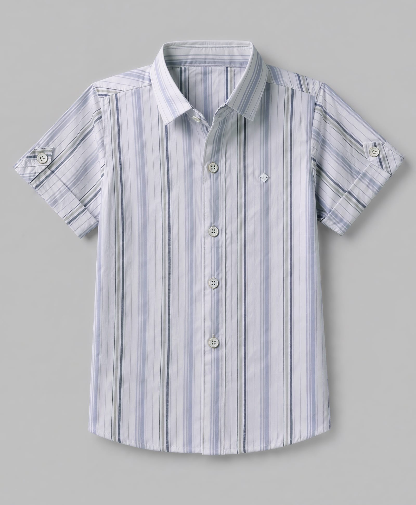 Jash Kids Cotton Woven Striped Shirt with Half Sleeves - Sky Blue-picture-25