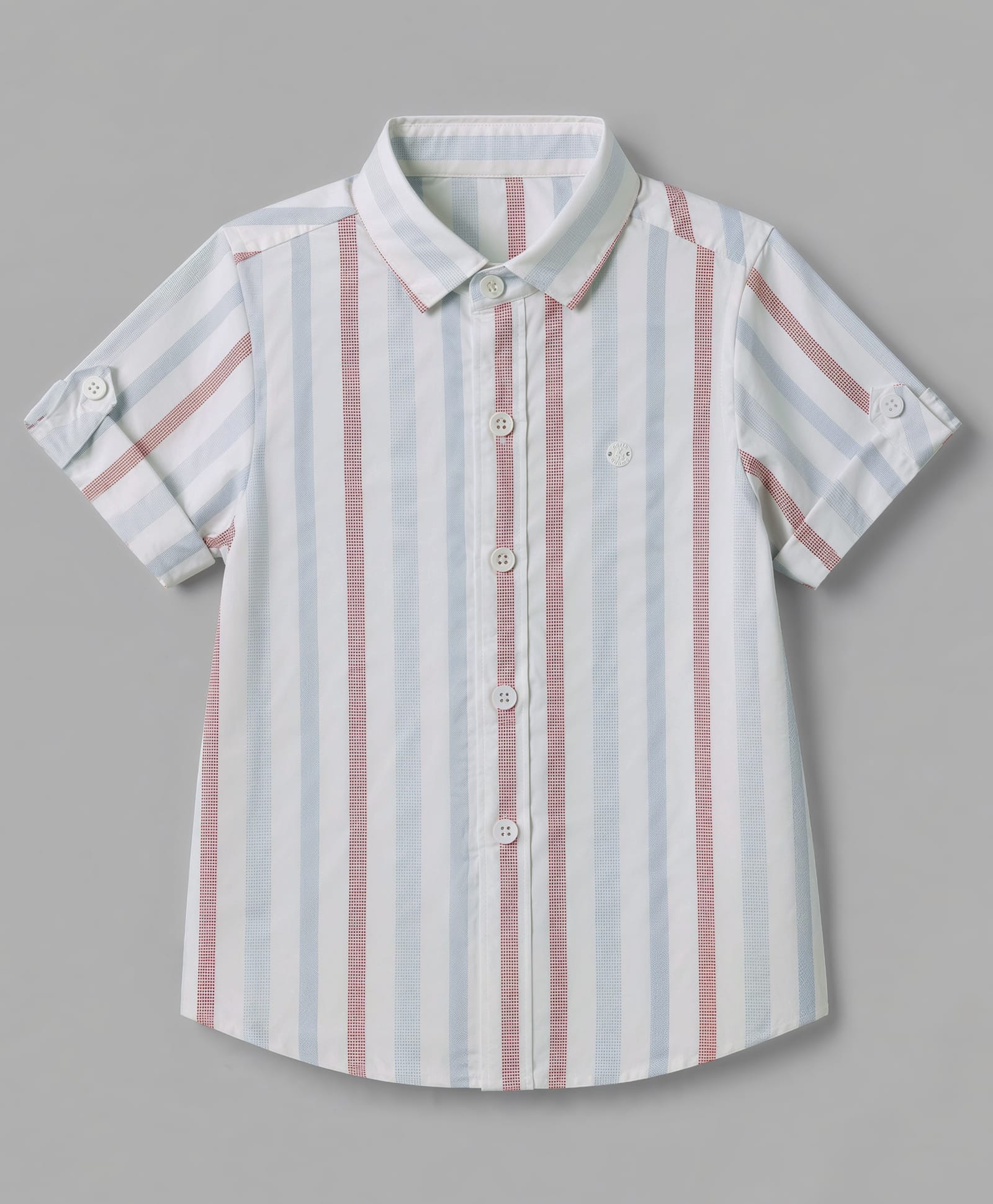 Jash Kids Cotton Woven Striped Shirt with Half Sleeves - Blue-picture-47