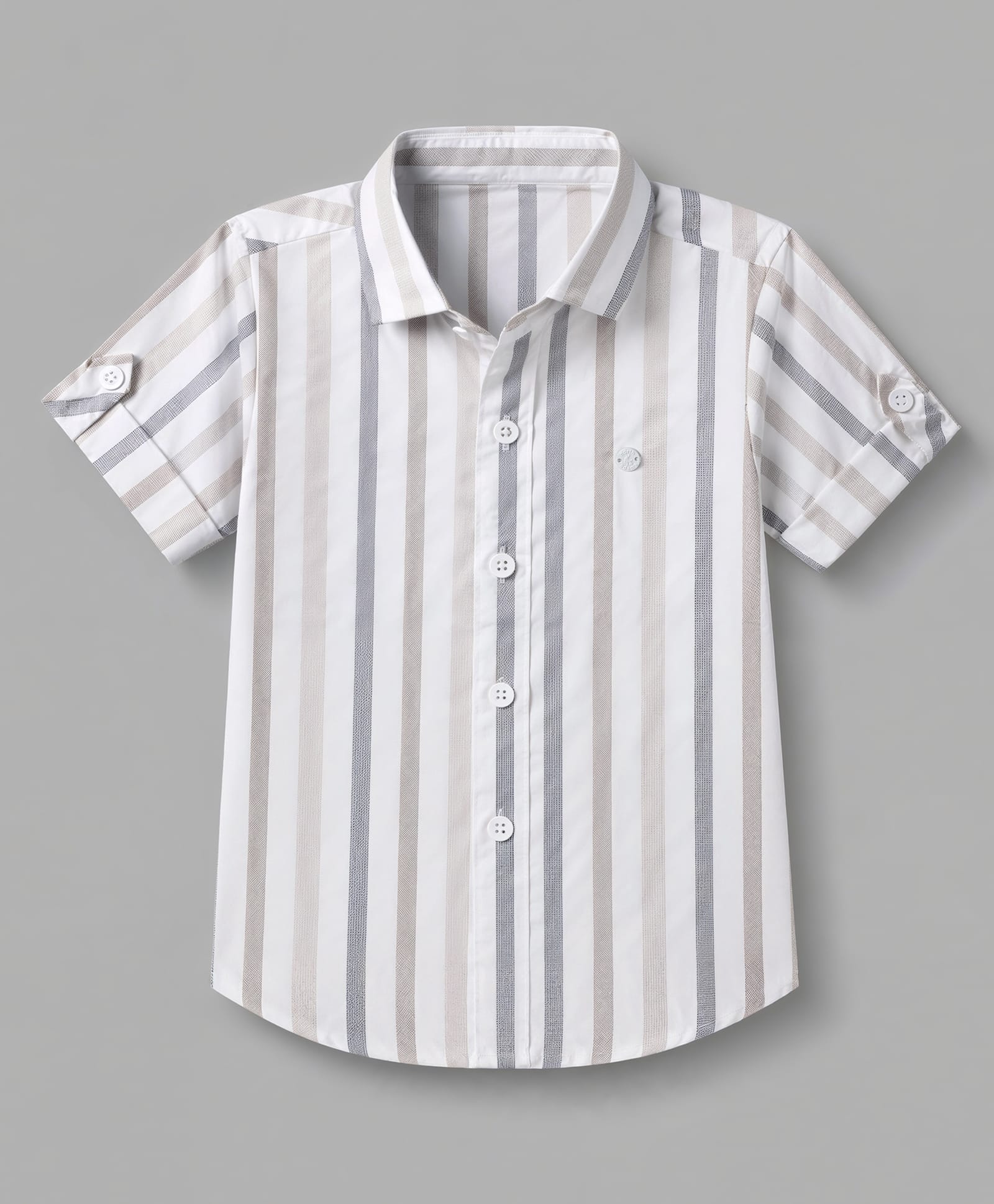 Jash Kids Cotton Woven Striped Shirt with Half Sleeves - Khaki-picture-14