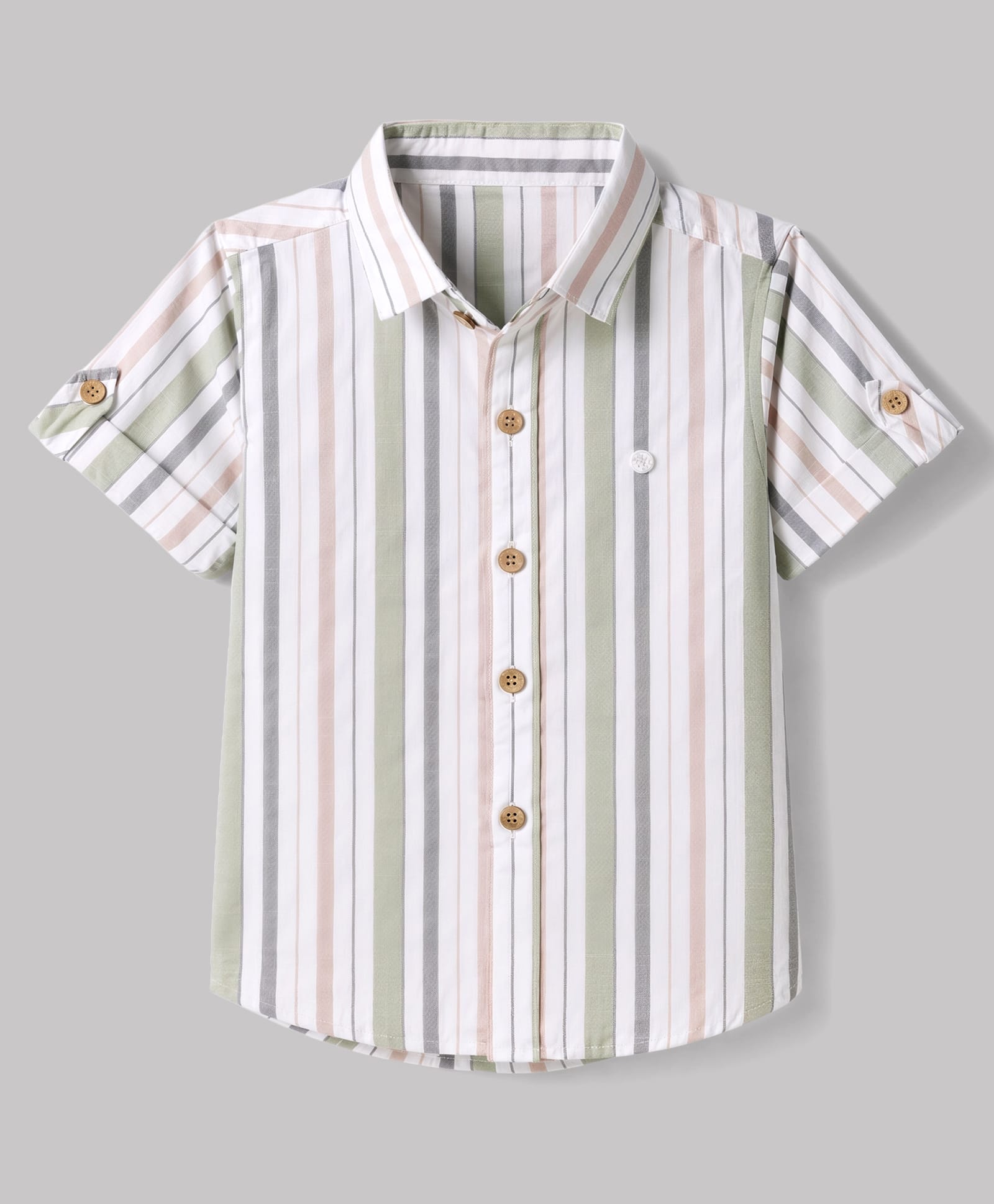 Jash Kids Cotton Woven Half Sleeves Striped Shirt - Green-picture-46