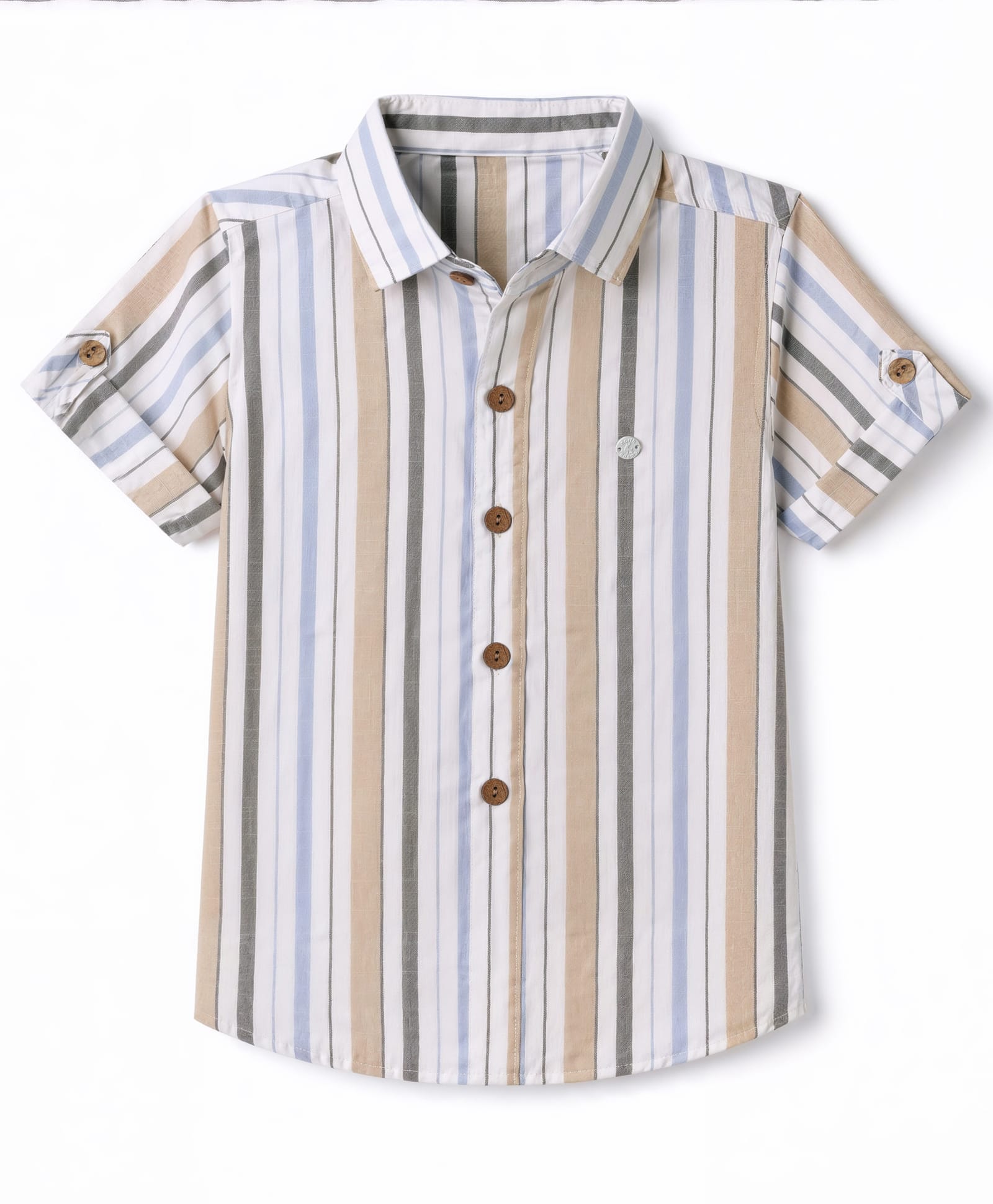 Jash Kids Cotton Woven Striped Shirt with Half Sleeves - Sky Blue-picture-49