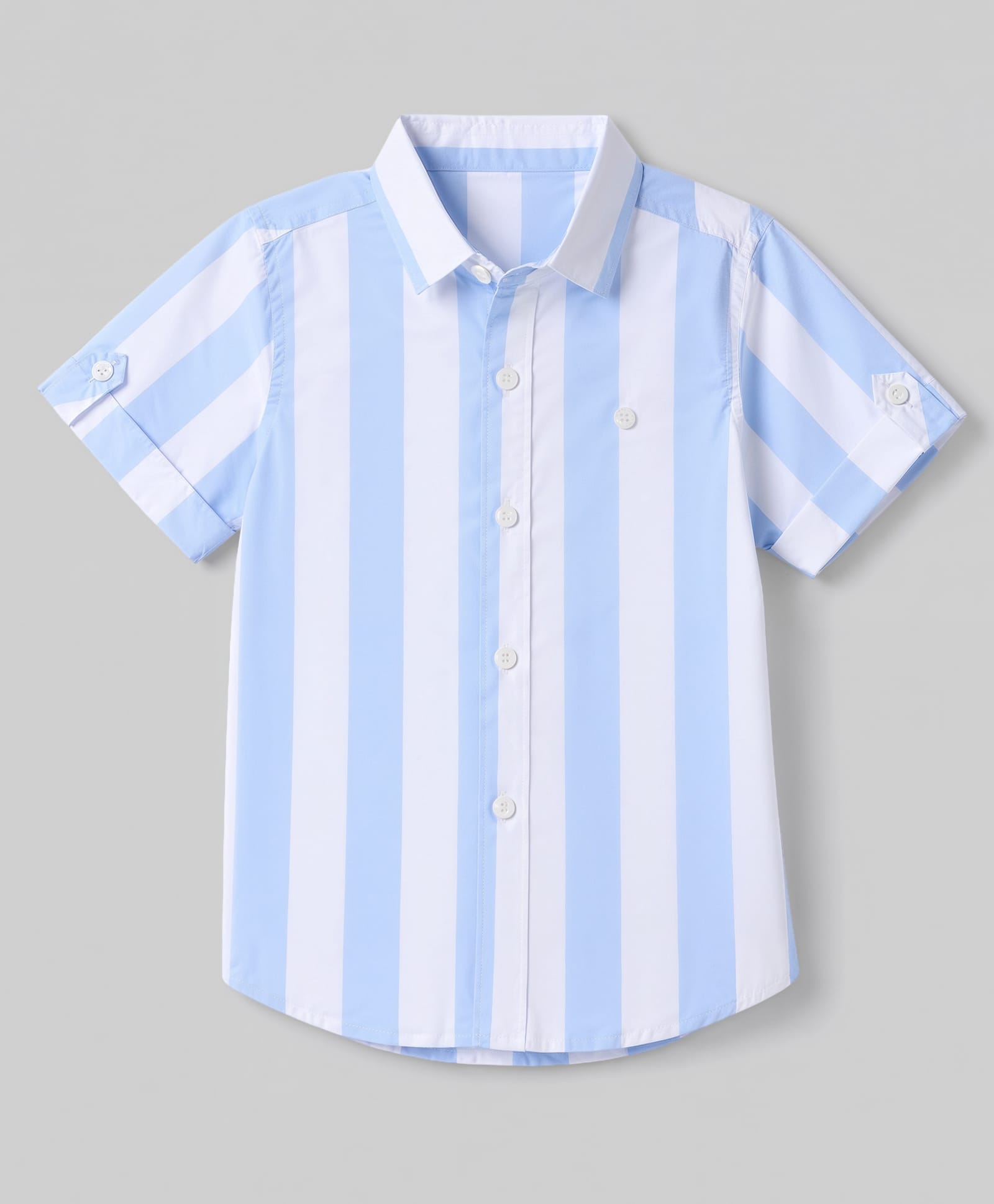 Jash Kids Cotton Woven Striped Shirt with Half Sleeves - Blue-picture-22