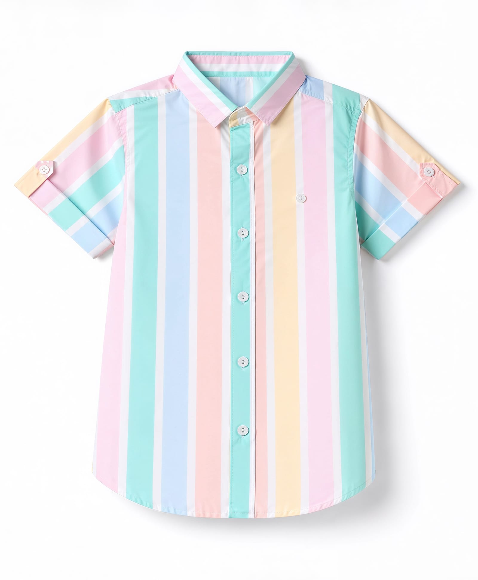 Jash Kids Cotton Woven Striped Shirt with Half Sleeves - Green-picture-3
