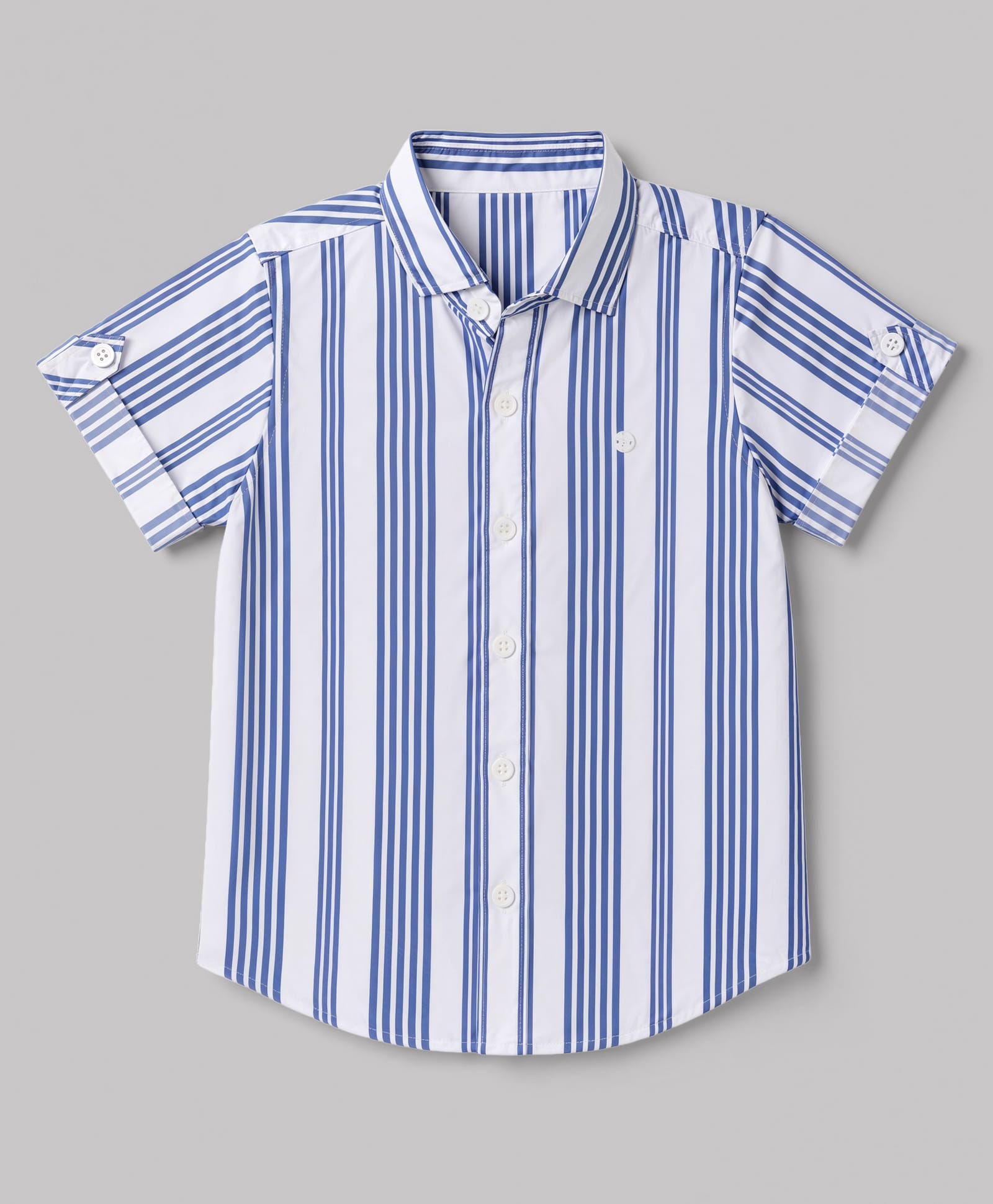 Jash Kids Cotton Woven Striped Shirt with Half Sleeves - Blue-picture-13
