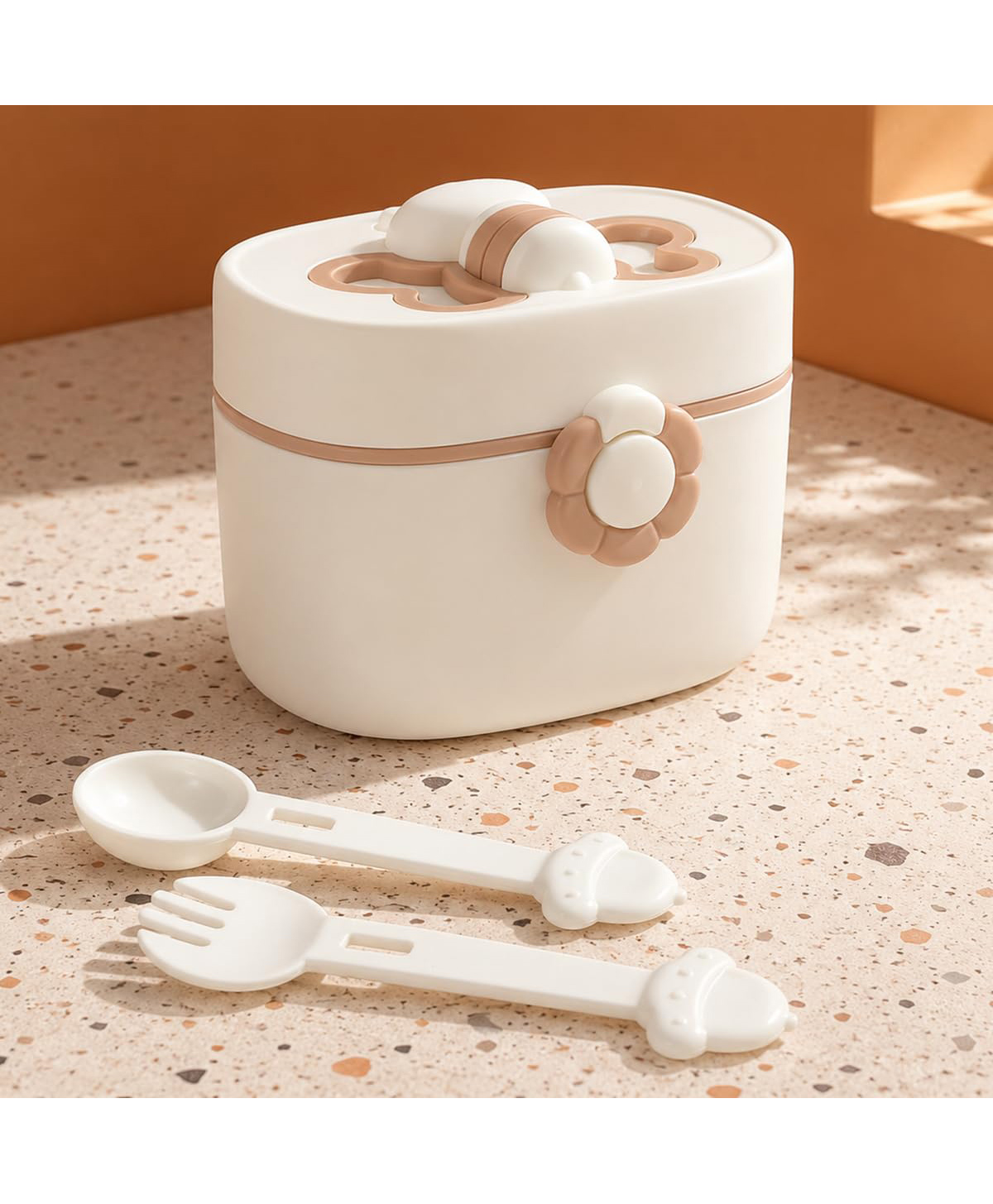 StarAndDaisy Formula Milk Container for Baby Milk Powder Container with Scoop Holder, Portable Formula Dispense, Airtight First Feed Baby Food Storage Container/Box for Travel 200 Grams (OFFwhite)-image-4