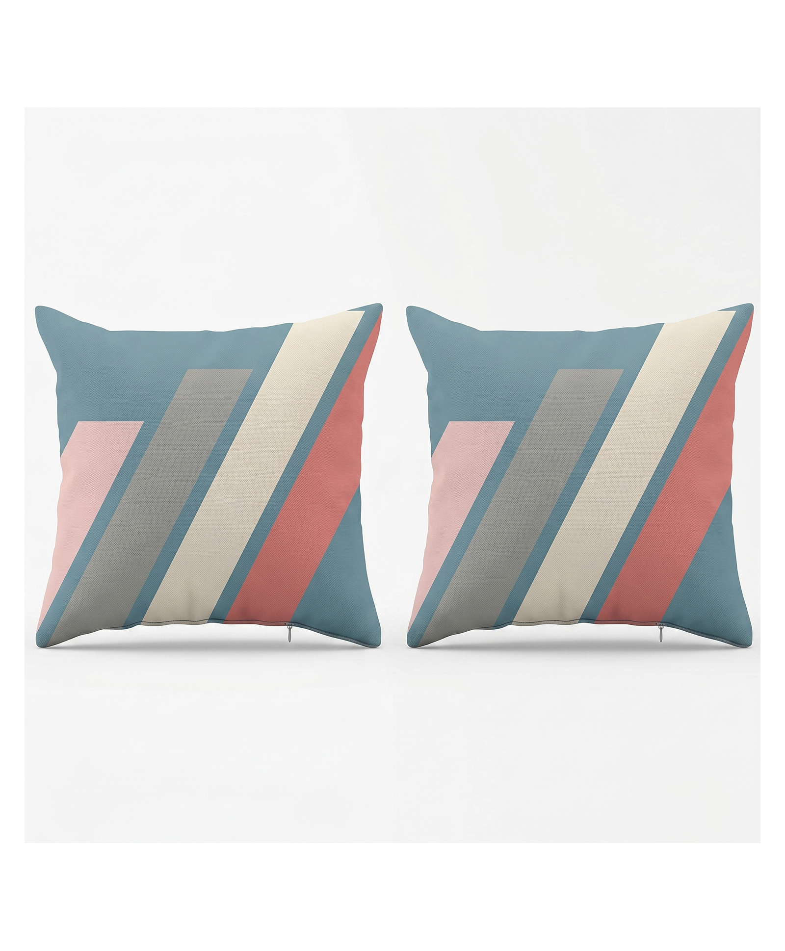 MOMISY Decorative Cushion Cover Set Polyester Throw Pillow Covers, 45 x 45 cm, Pack of 2 - Stripes-image-49