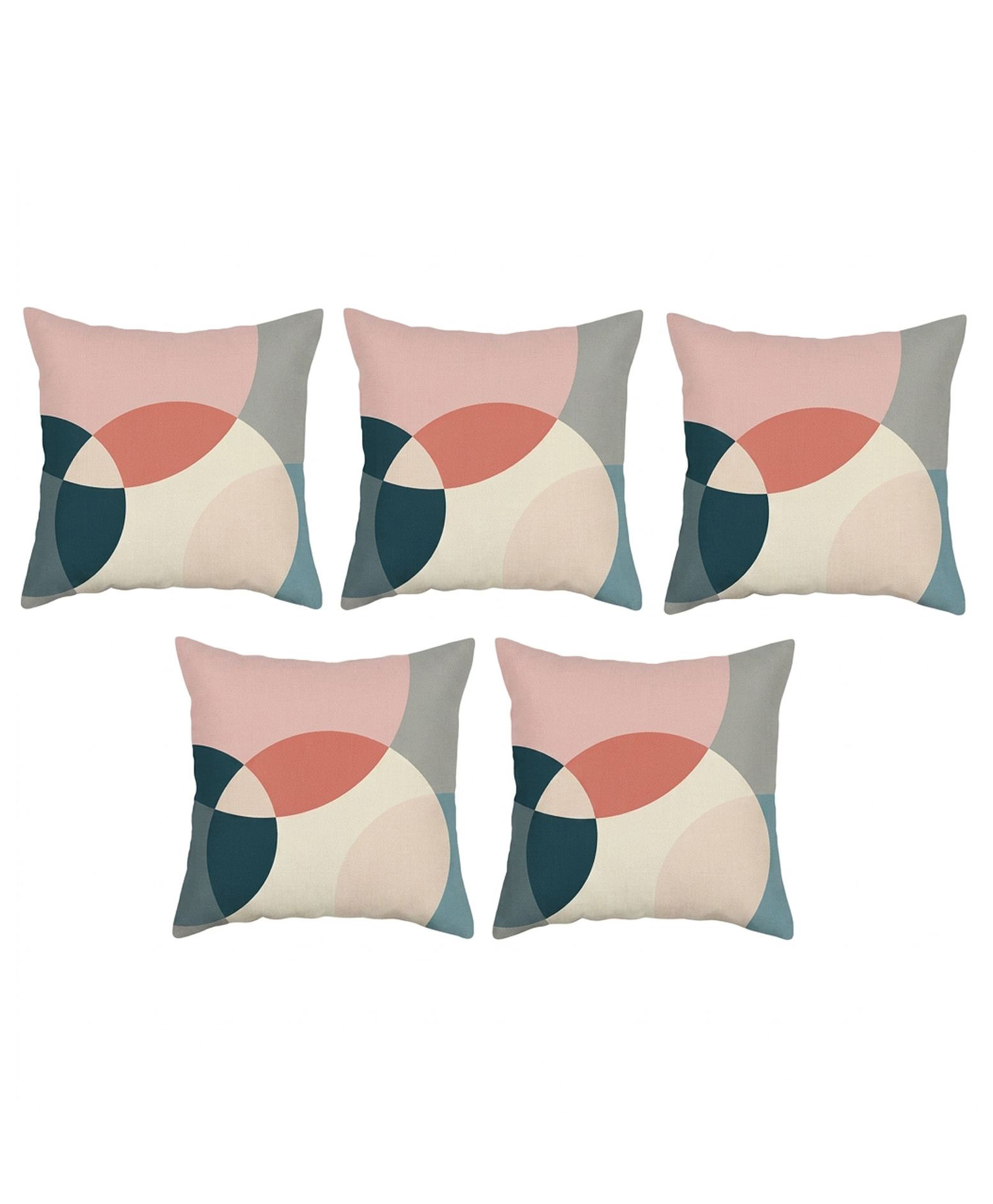 MOMISY Decorative Cushion Cover Set Polyester Throw Pillow Covers, 45 x 45 cm, Pack of 5 - Circles-picture-32