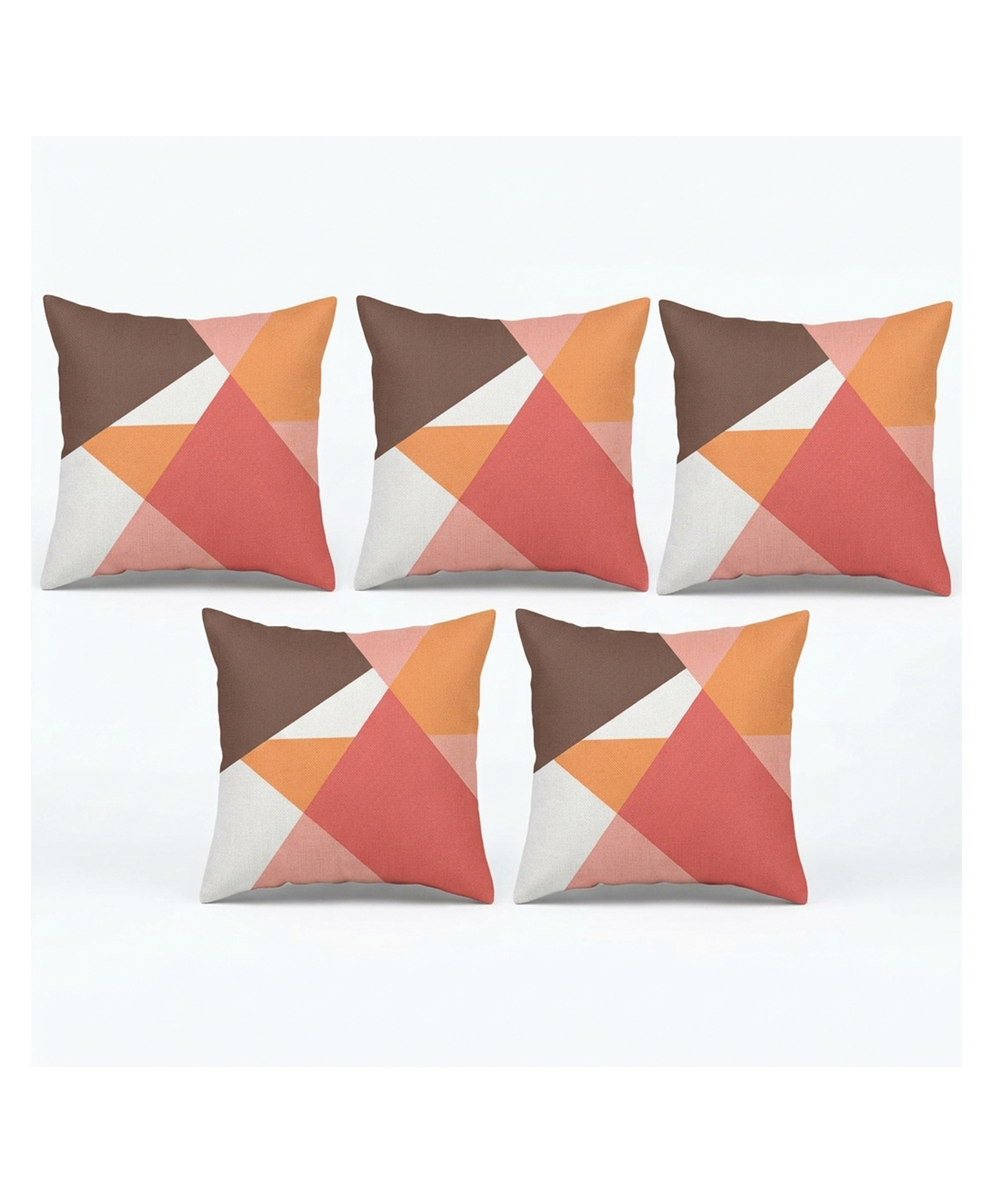 MOMISY Decorative Cushion Cover Set Polyester Throw Pillow Covers, 45 x 45 cm, Pack of 5 - Triangles-picture-33