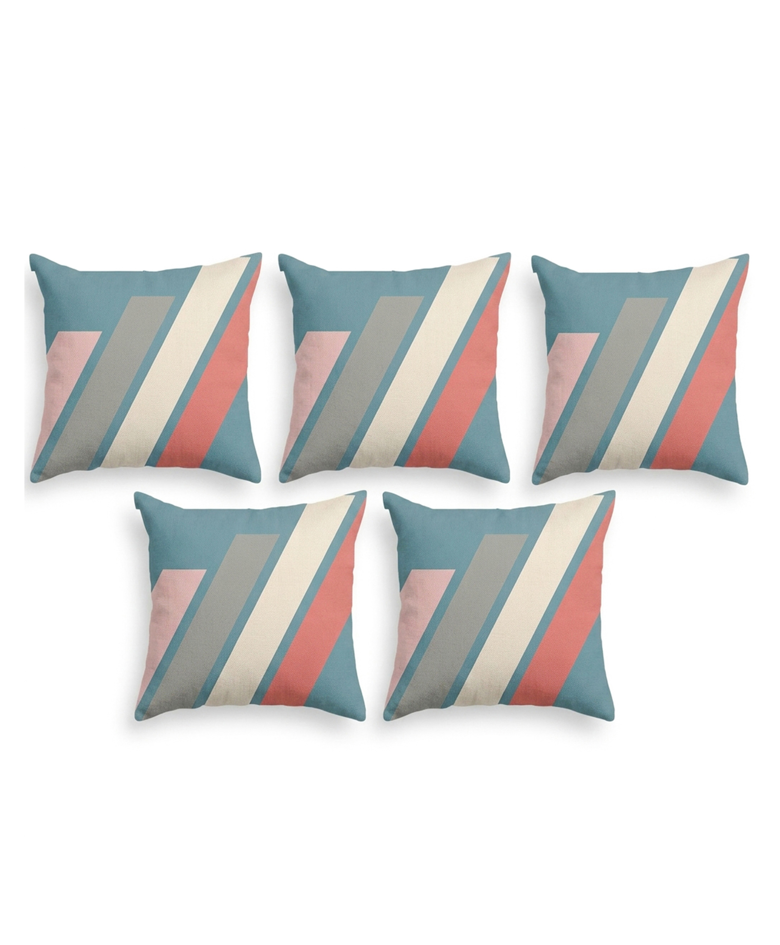 MOMISY Decorative Cushion Cover Set Polyester Throw Pillow Covers, 45 x 45 cm, Pack of 5 - Stripes-picture-34