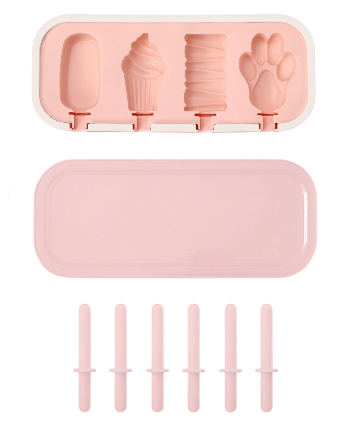 MOMISY Silicone Popsicle Mold 4 Cavity Ice Cream Maker Mixed Design-image-3