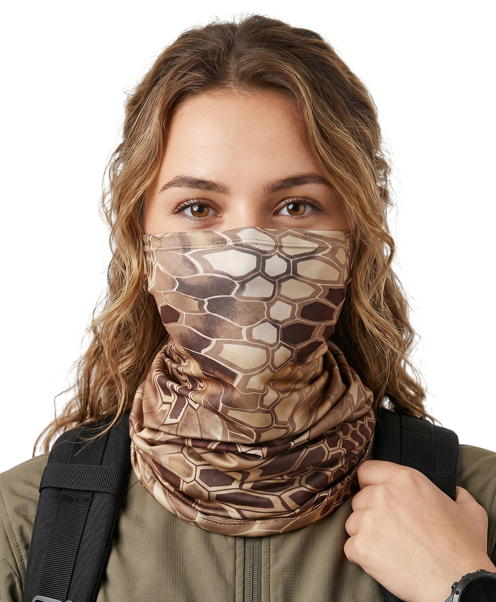 MOMISY Camouflage Neck Gaiter for Men & Women Multi-Use Face Cover & Bandana (Olive Brown)-image-3